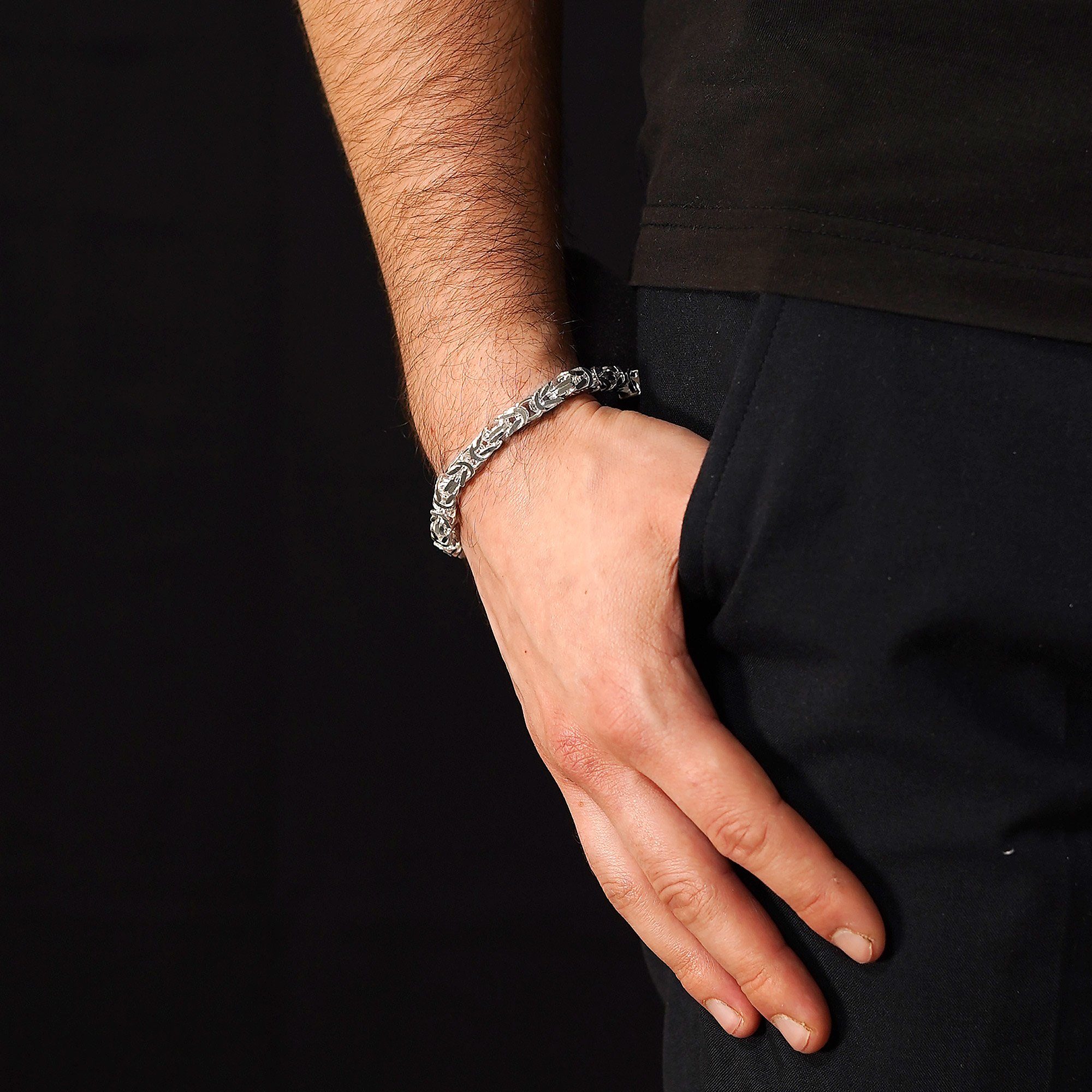 trendor Gliederarmband Königskette für Männer 925 Silber 6 mm breit