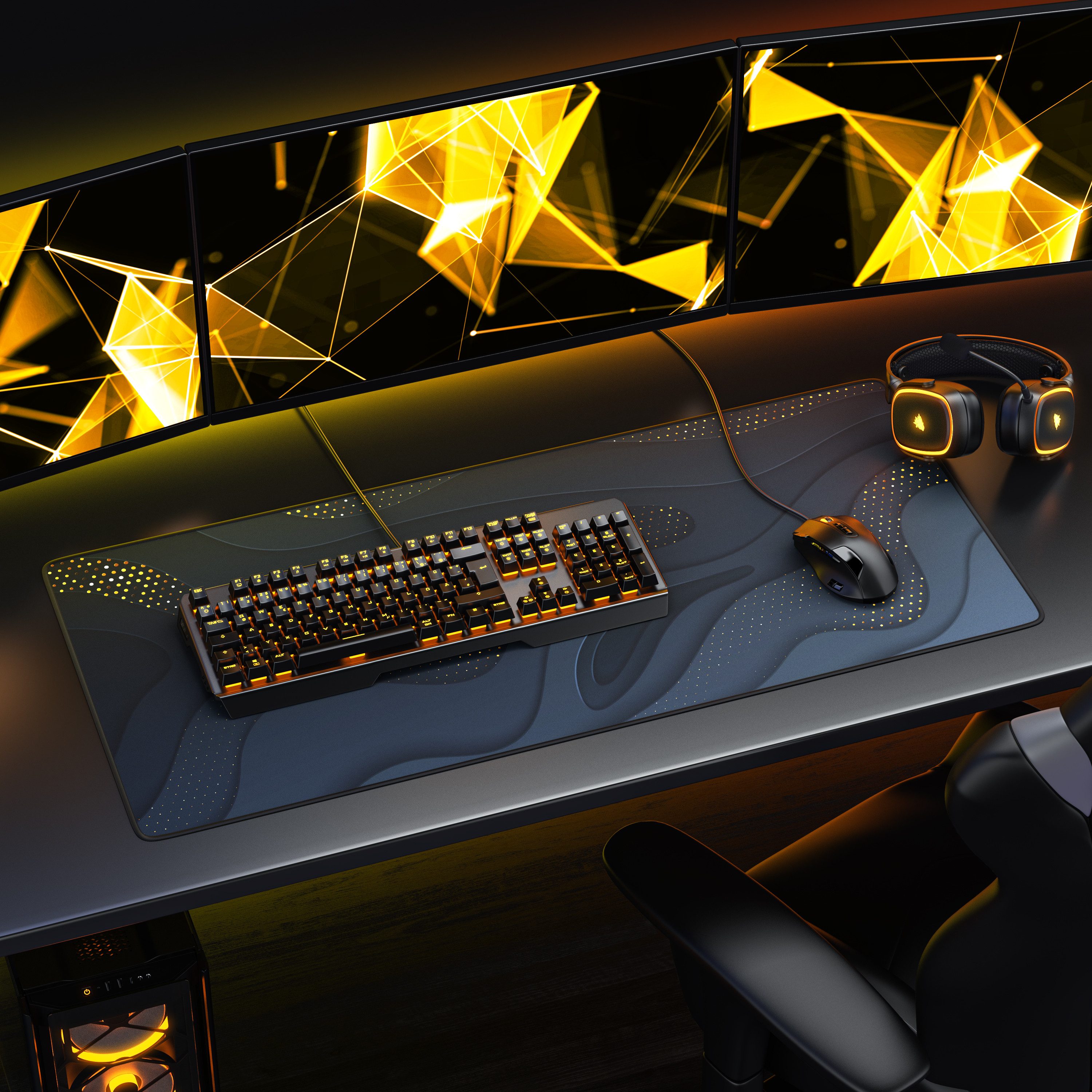 Titanwolf Gaming Mauspad XXL Speed Mousepad 900 x 400 x 3 mm, Schreibtischauflage, abwaschbar (1-St), rutschfeste Rückseite, Geschwindigkeit & Präzision, Abstra – Bild 5 von 5