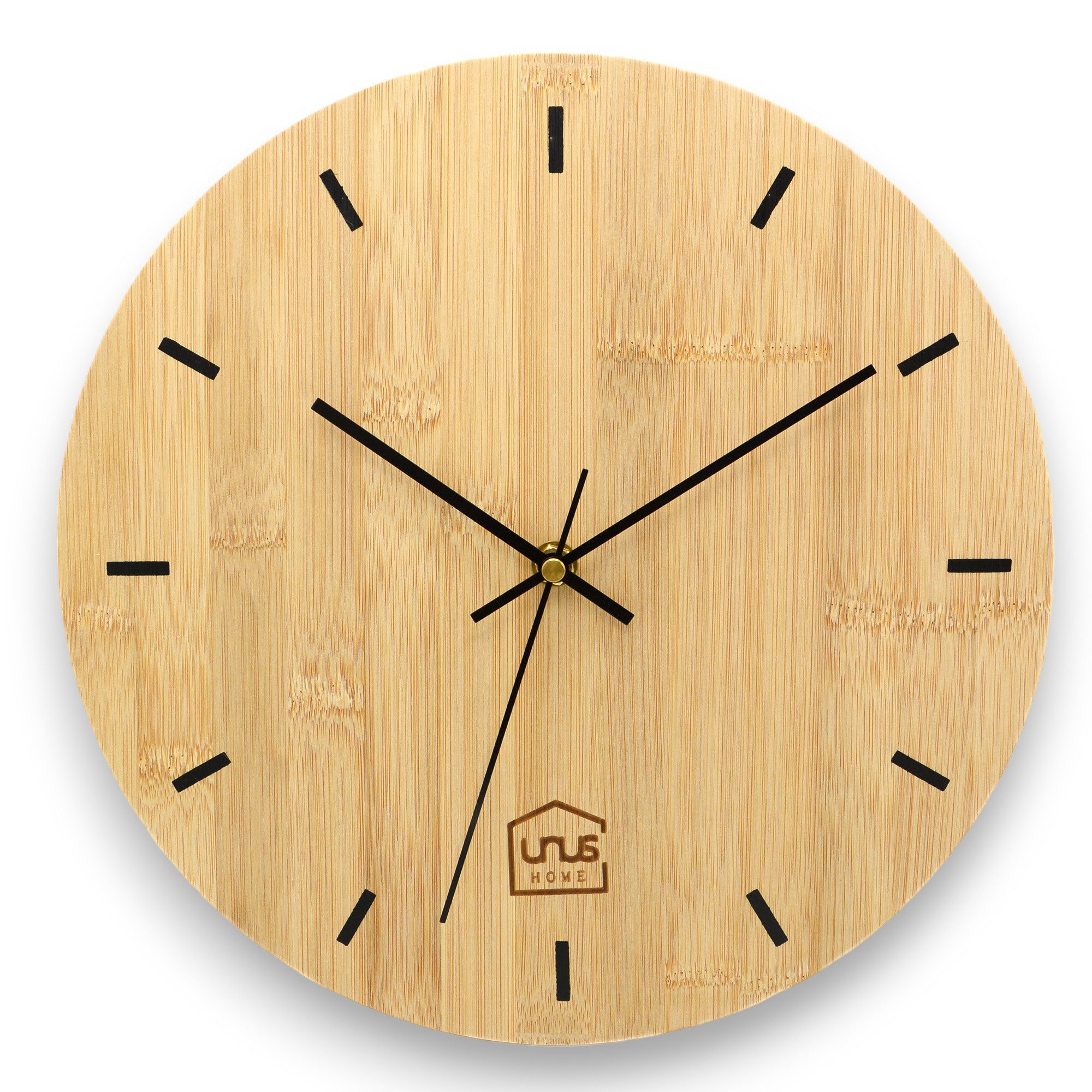 UNUS HOME Wanduhr Wand-Uhr (ohne Tickgeräusche, Bambus-Holz, leise modern a günstig online kaufen
