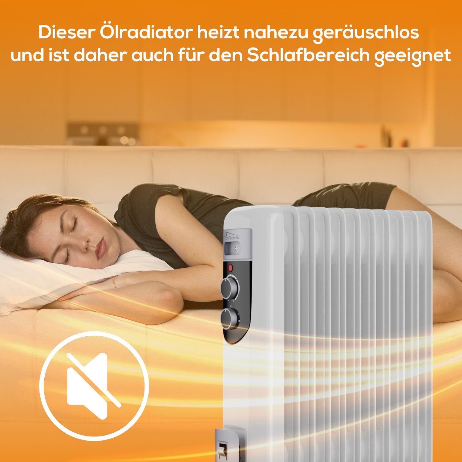TroniTechnik Heizgerät Ölradiator Mobile Elektroheizung 7 Rippen, 1500Watt, 2500 W, energiesparend, Elektroheizung, 2500Watt