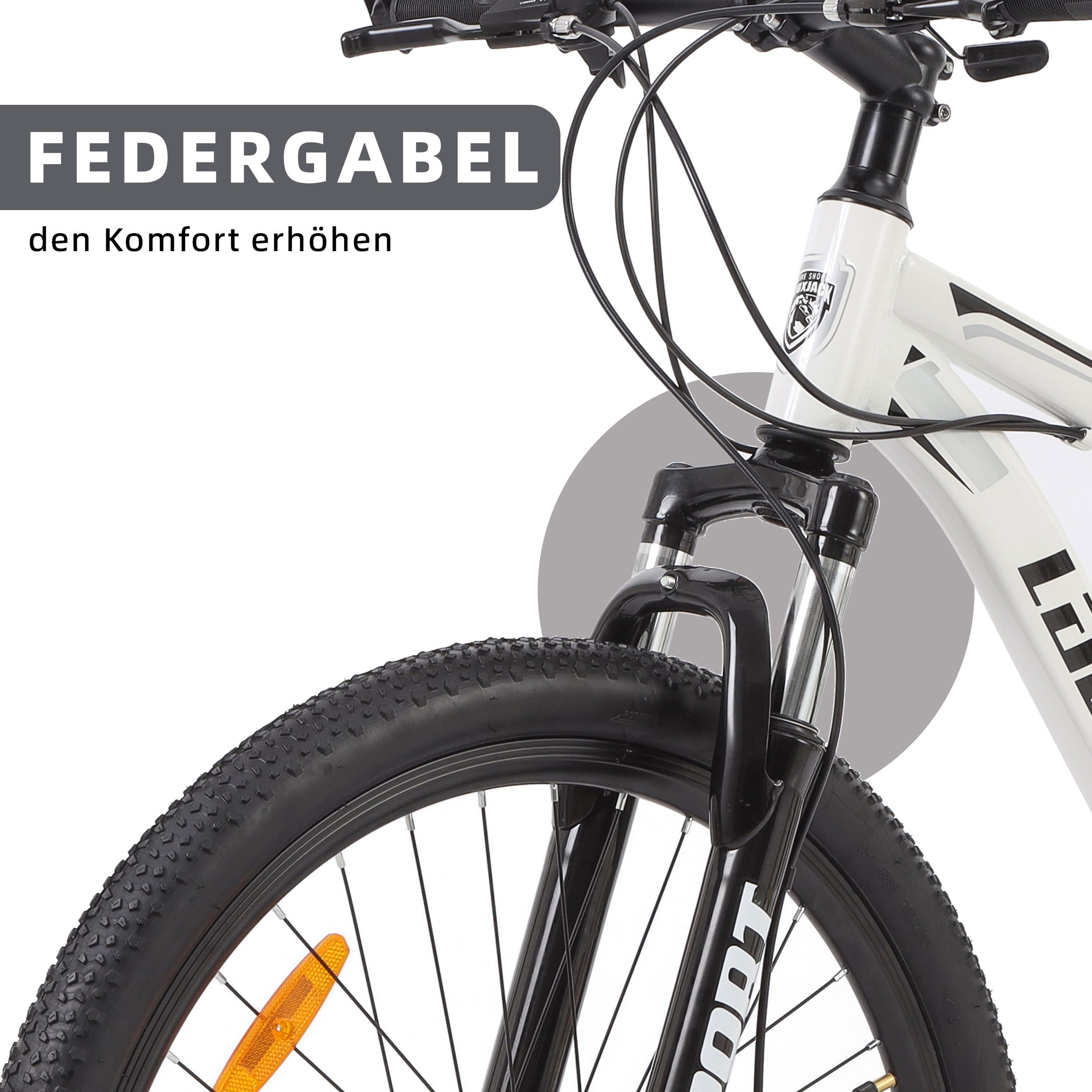 Lauxjack Mountainbike AX4.0 Fahrrad in 26/28 Zoll, Shimano, 21 Gang Shimano Tourney RD-TY300/200 Schaltwerk, Kettenschaltung, (Set), Für Damen und Herren 150-185cm, weiß und blau, MTB für Alltag