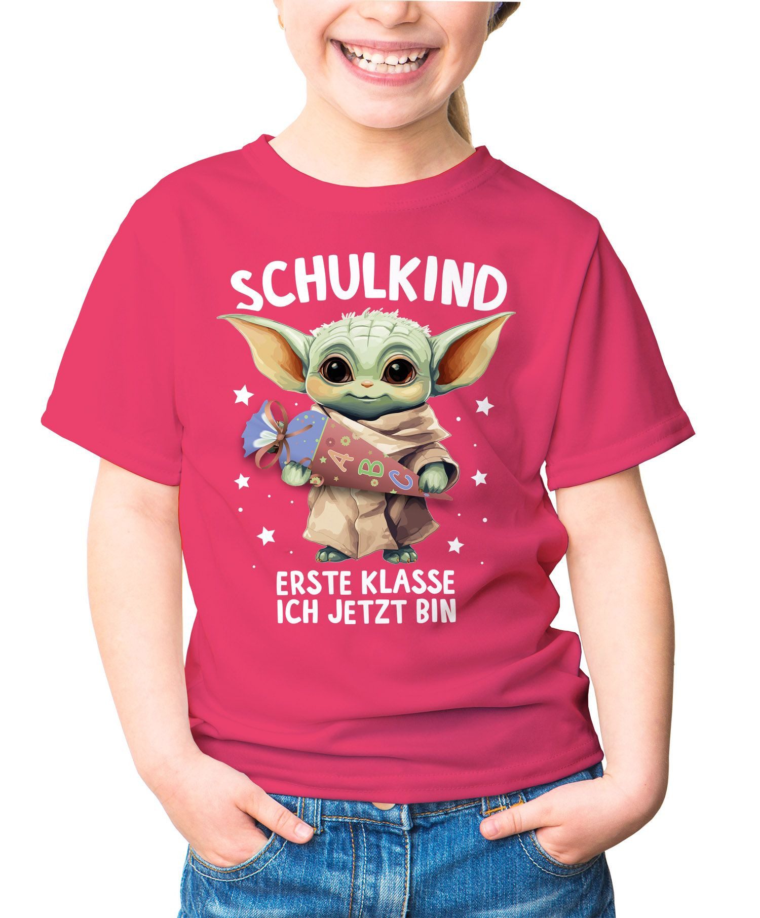 Print-Shirt Kinder T-Shirt Mädchen Einschulung Baby Yoda Schulkind Erste Klasse