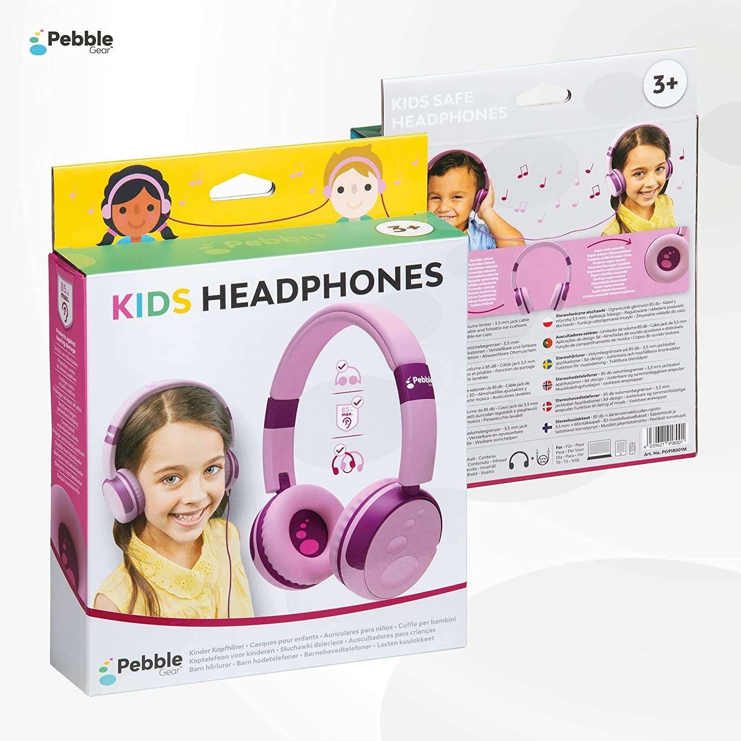 Kinderkopfhörer Klinke - Lautstärkebegrenzung dB 85 pink Kinder-Kopfhörer Kids-Design) kindersicher blau/ Gear Pebble faltbar, (3,5mm