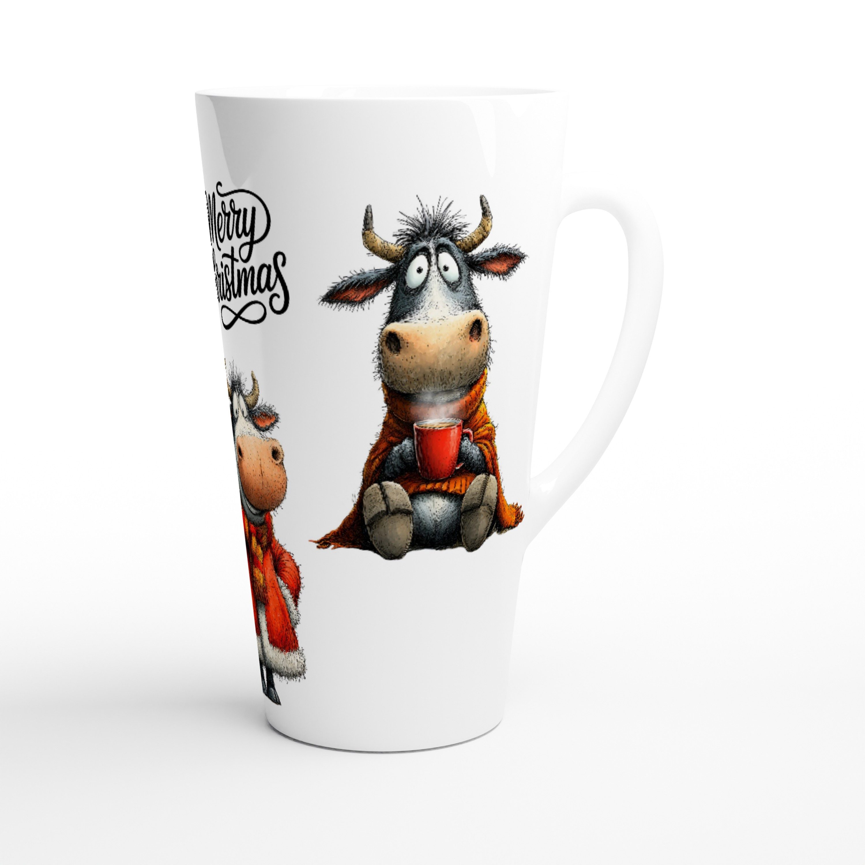 Alltagszauber Latte-Macchiato-Tasse - Jumbo-Tasse KUH(l) CHRISTMAS ~ tierische Weihnachten, 1-tlg., Keramik, extra groß, für ca. 500ml Inhalt