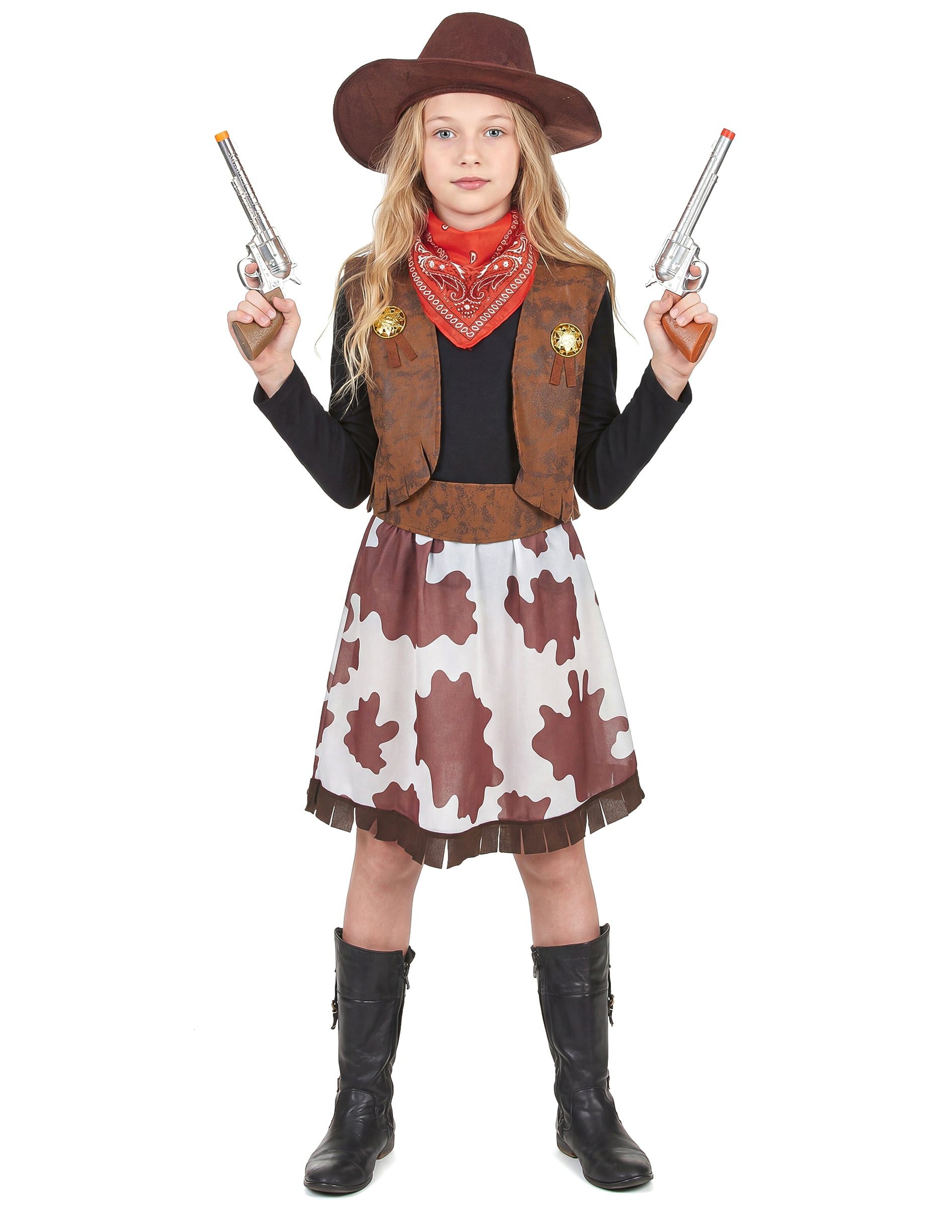 Kostüm Klassisches Cowgirl Kinderkostüm Wildwest braun-weiss