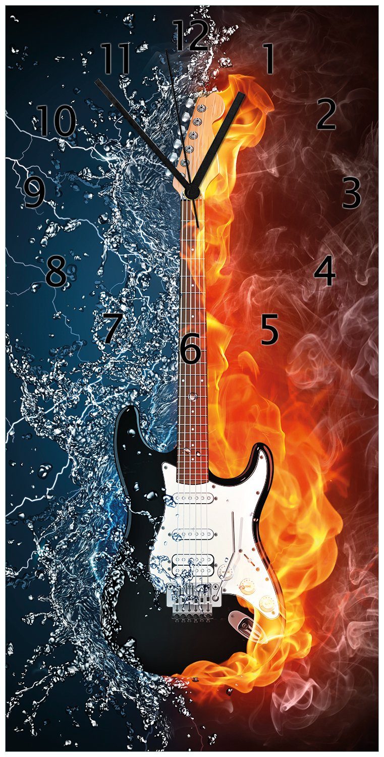 Wallario Wanduhr Feuer-Wasser-Gitarre (Uhr aus Acryl)