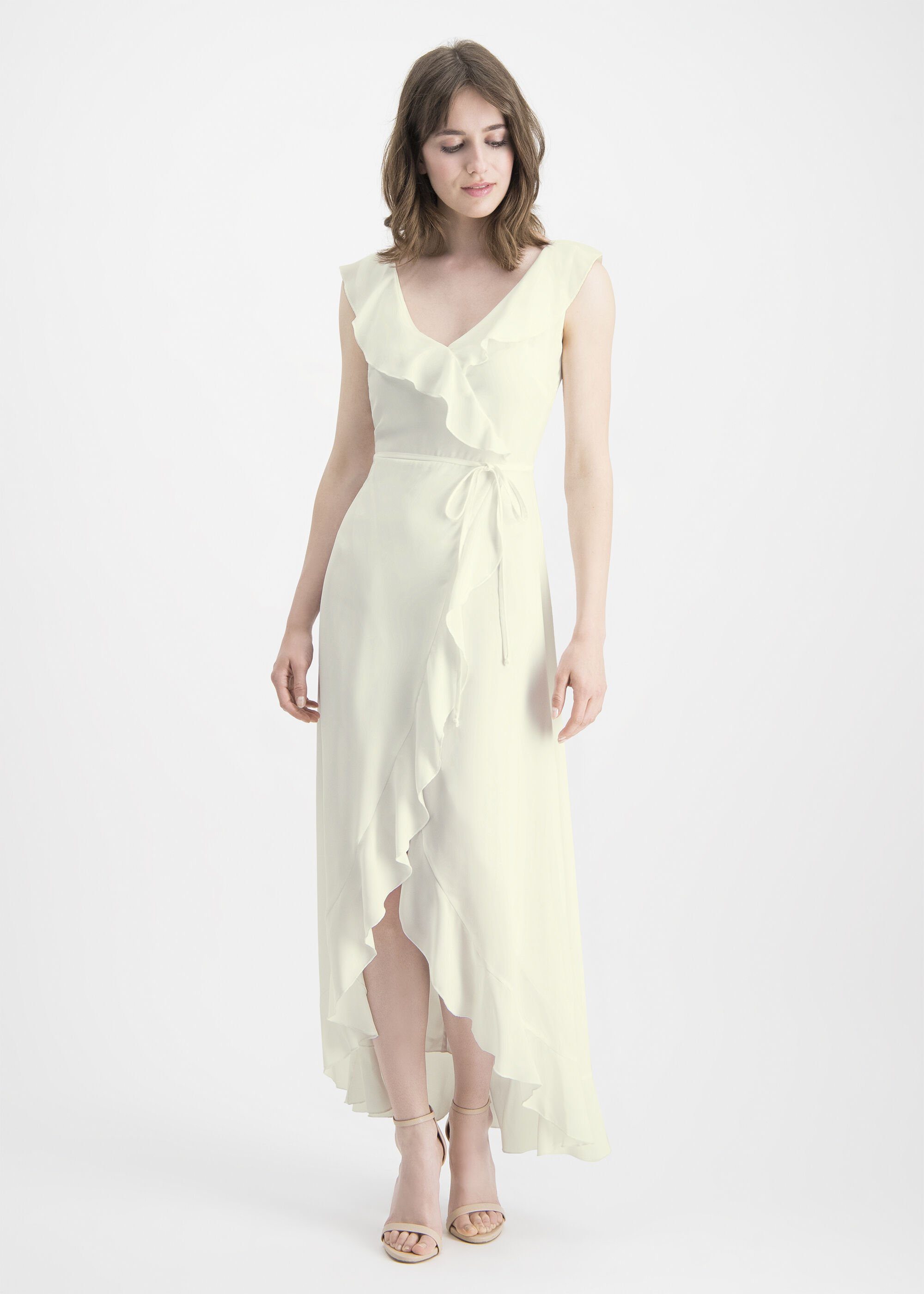 Nicowa A-Linien-Kleid DINOWA mit asymmetrischen Volants und Zierschleife