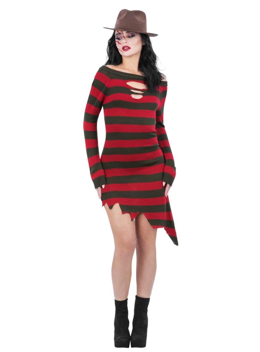 Smiffys Kostüm Freddy Krueger Kostümkleid für Frauen, Traumhaftes Kleid im Stil von Nightmare on Elm Street