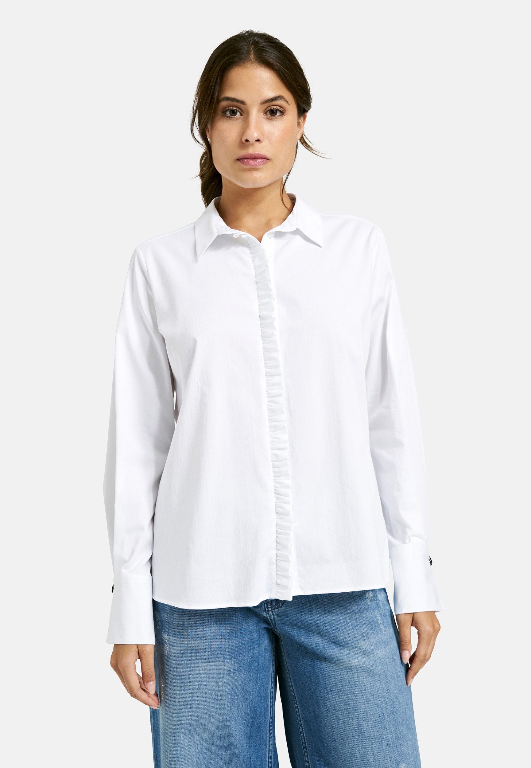 Milano Italy Blusentop SHIRT BLOUSE W/ SMALL RUFFLE PLACKE