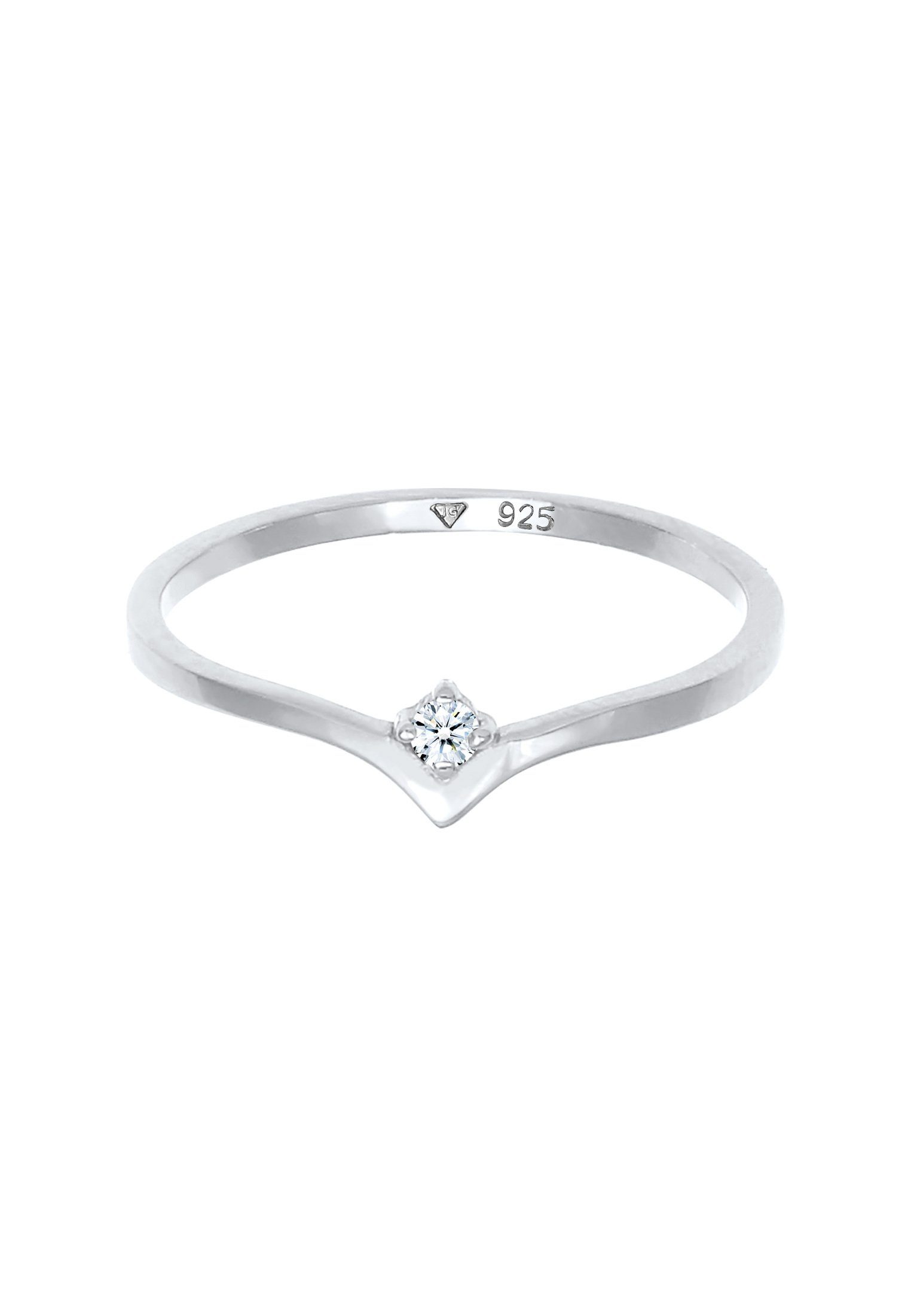 Elli DIAMONDS Verlobungsring Solitär Diamant (0.03 ct) V-Form 925 Silber günstig online kaufen