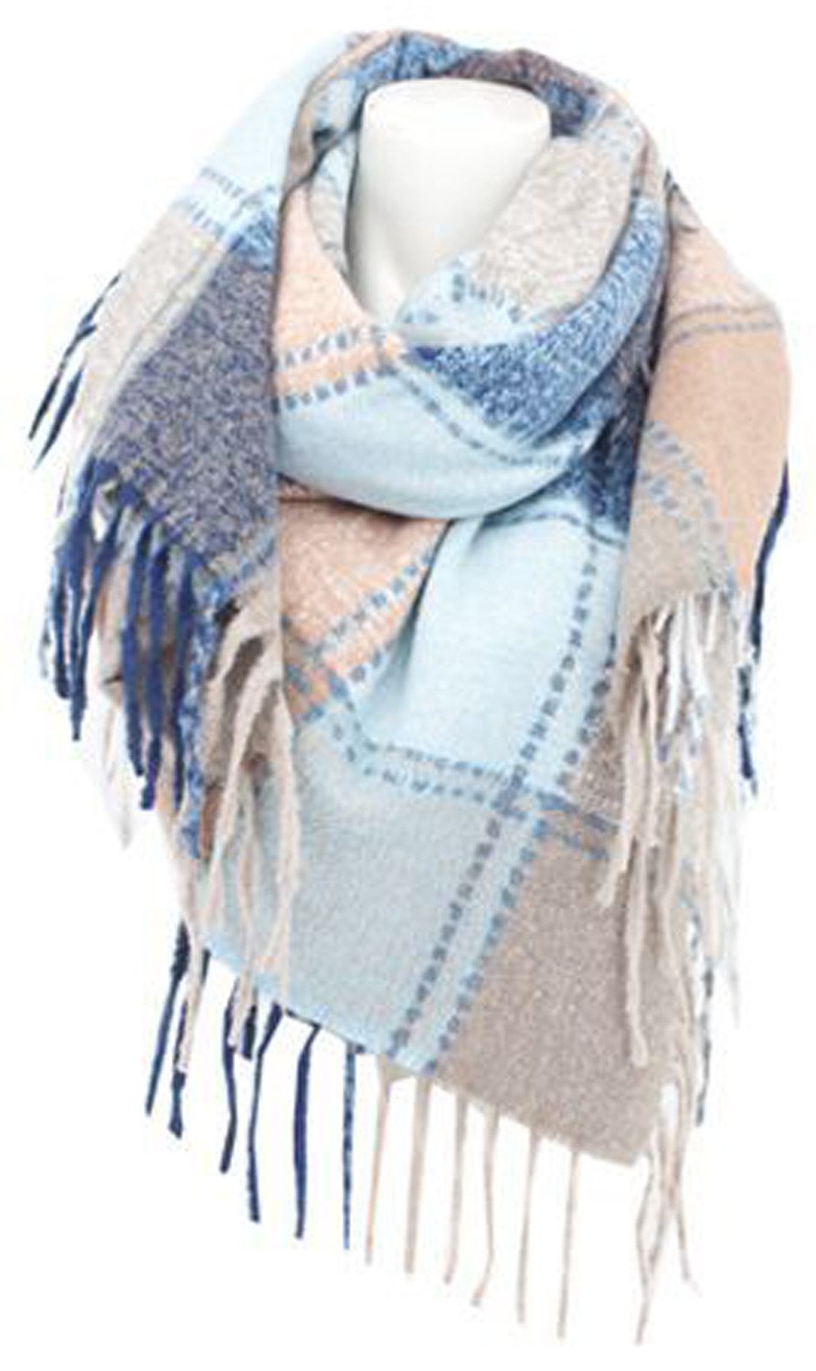 chic4home Schal Winter Weave, (1-St. 1-teilig), Damen Schal ca.125x125cm Karo-Design Kaschmir-Gefühl Winter Herbst