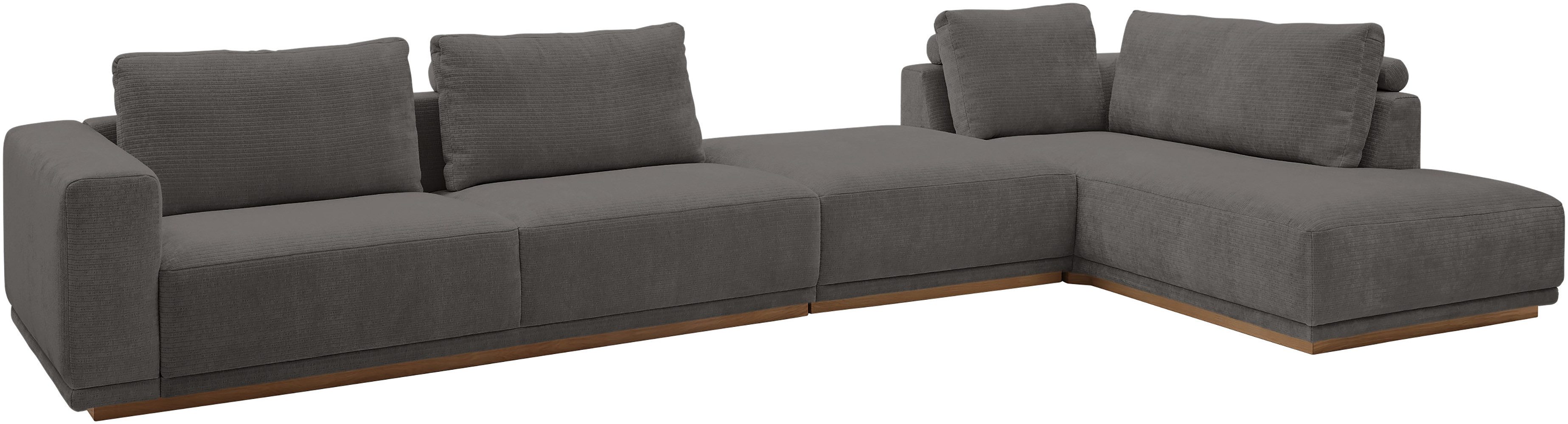 Musterring Wohnlandschaft, 3 Teile, Anreihsofa mit Armlehne links, Eckteil rechts mit Kissen & Hocker