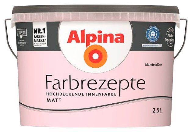 Rosé, und Denzentes Deckenfarbe Alpina Wand- Mandelblüte, Liter 2,5 matt, Farbrezepte
