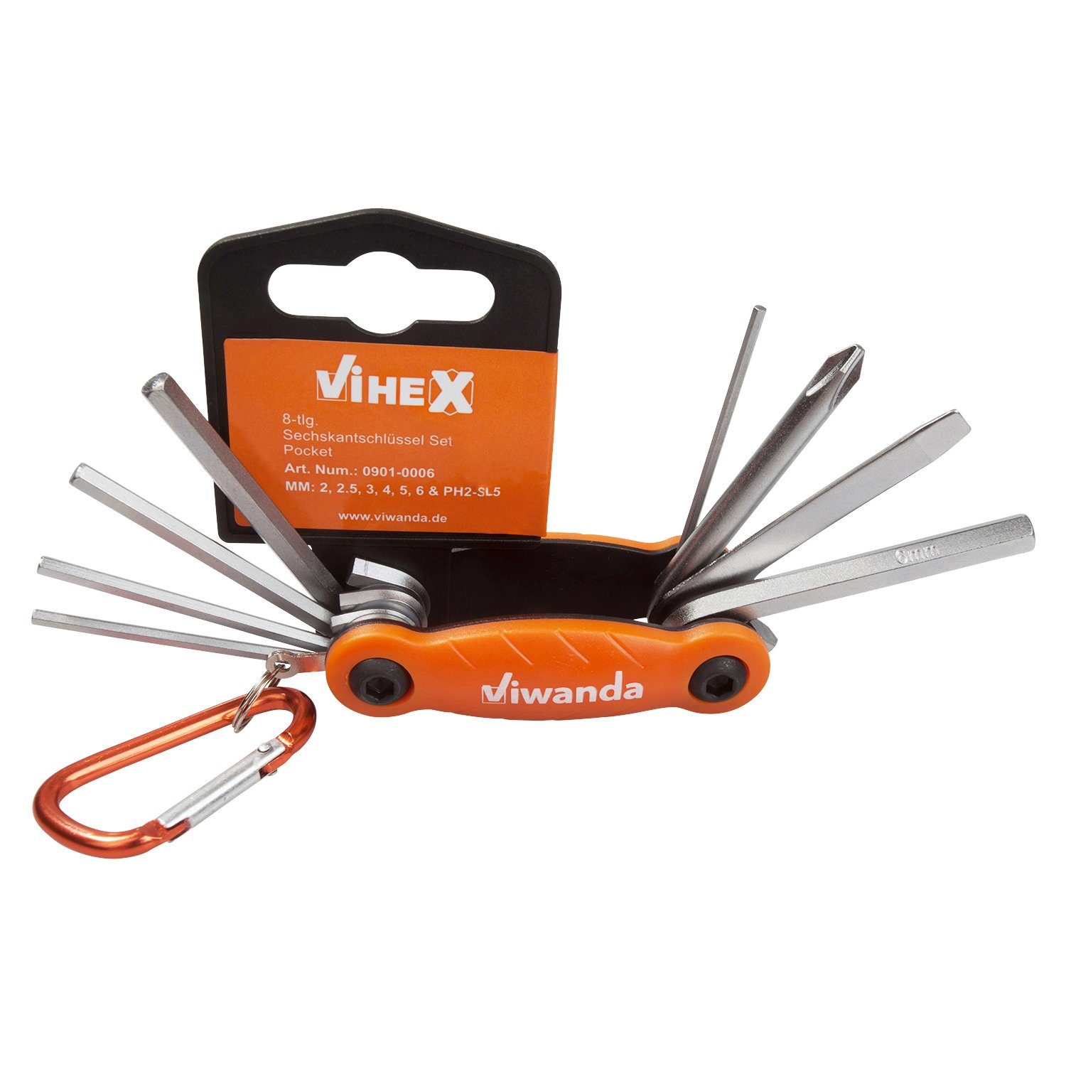 Viwanda Werkzeugset ViHEX 8 tlg. Sechskantsschlüssel Set, metrisch, faltbar, (1-St)