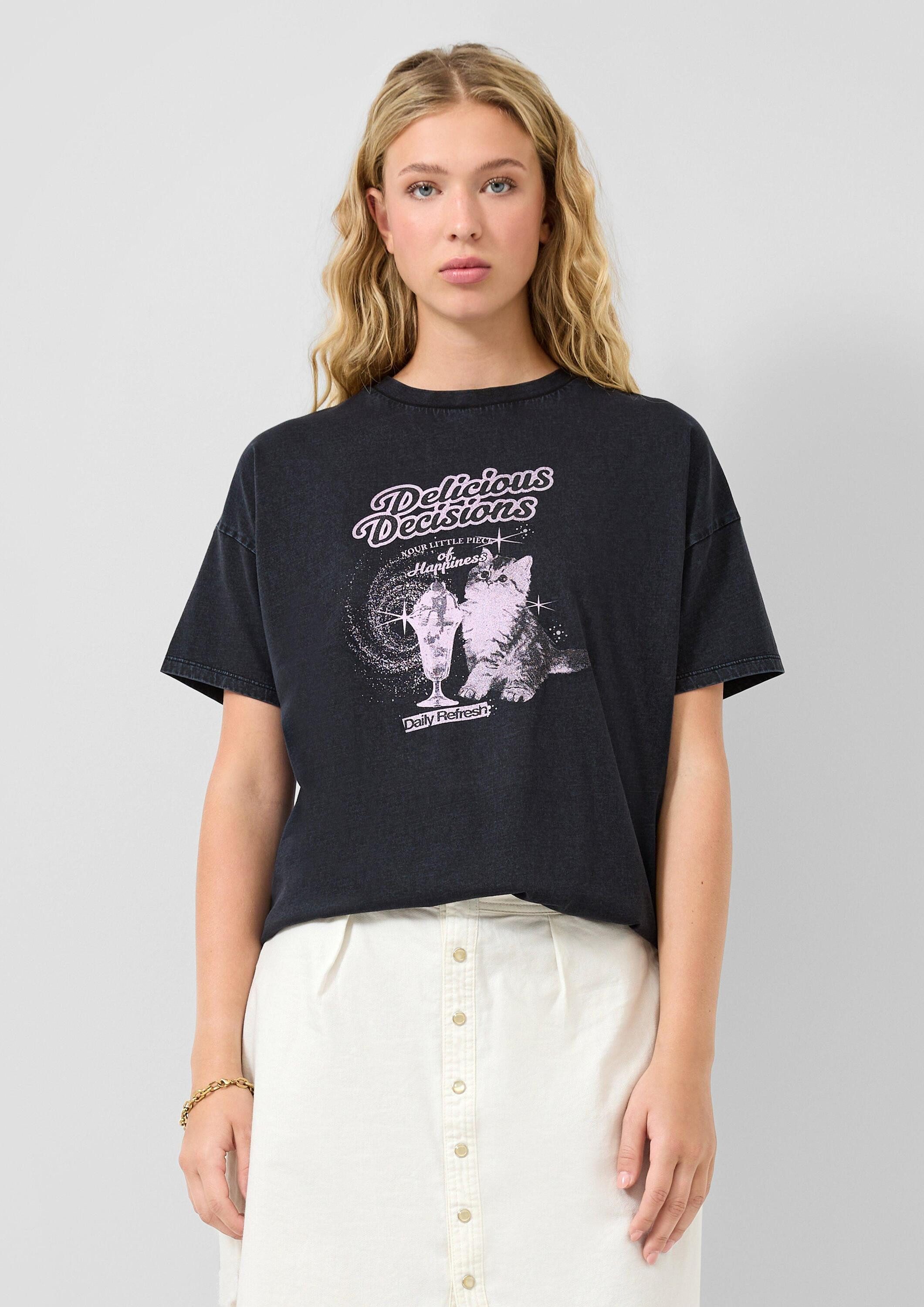 QS Kurzarmshirt T-Shirt T-Shirt mit Frontprint