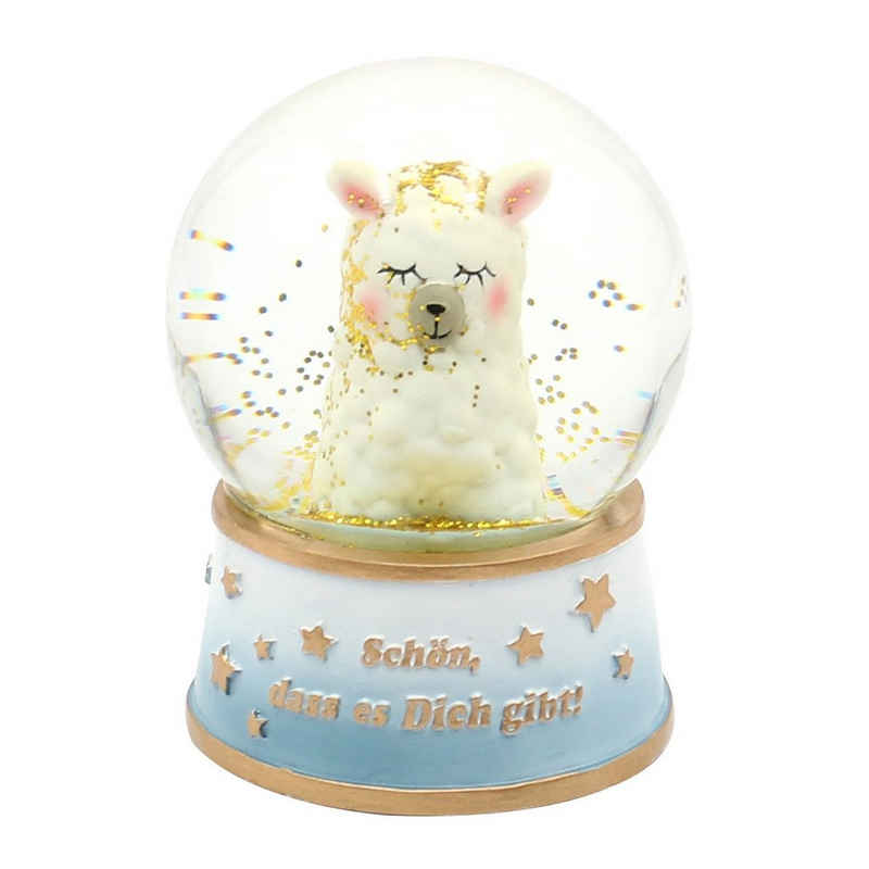 Dekohelden24 Schneekugel Schneekugel / Schüttelkugel / Glimmerkugel aus Glas mit Lama, Motiv: (1 Stück, 1 St)