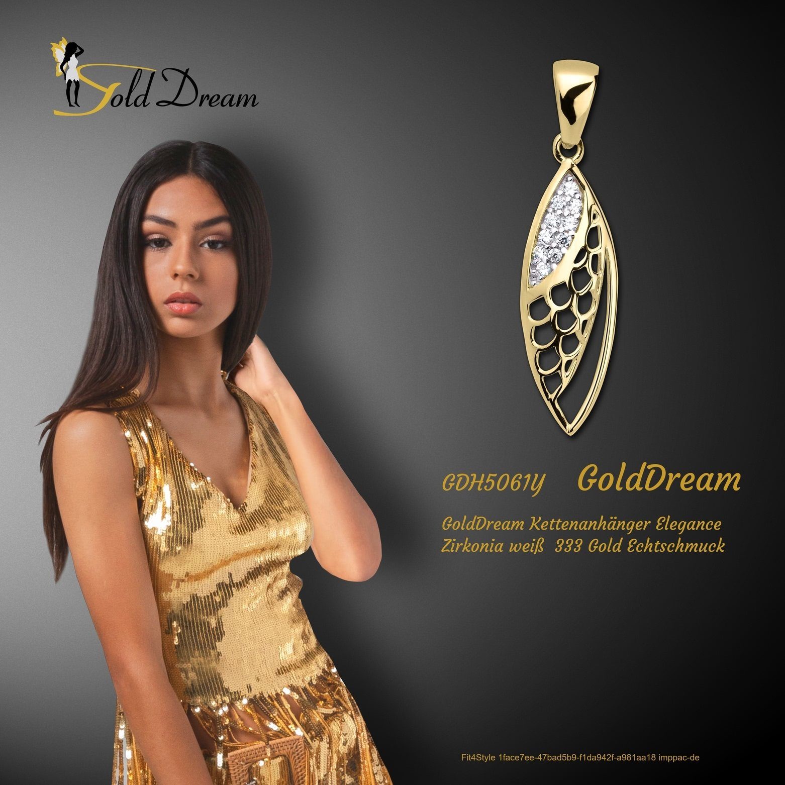 Gelbgold GoldDream GoldDream Damen Eleganceanhänger 333 8 Kettenanhänger - Karat, Kettenanhänger, Elegance gold, weiß