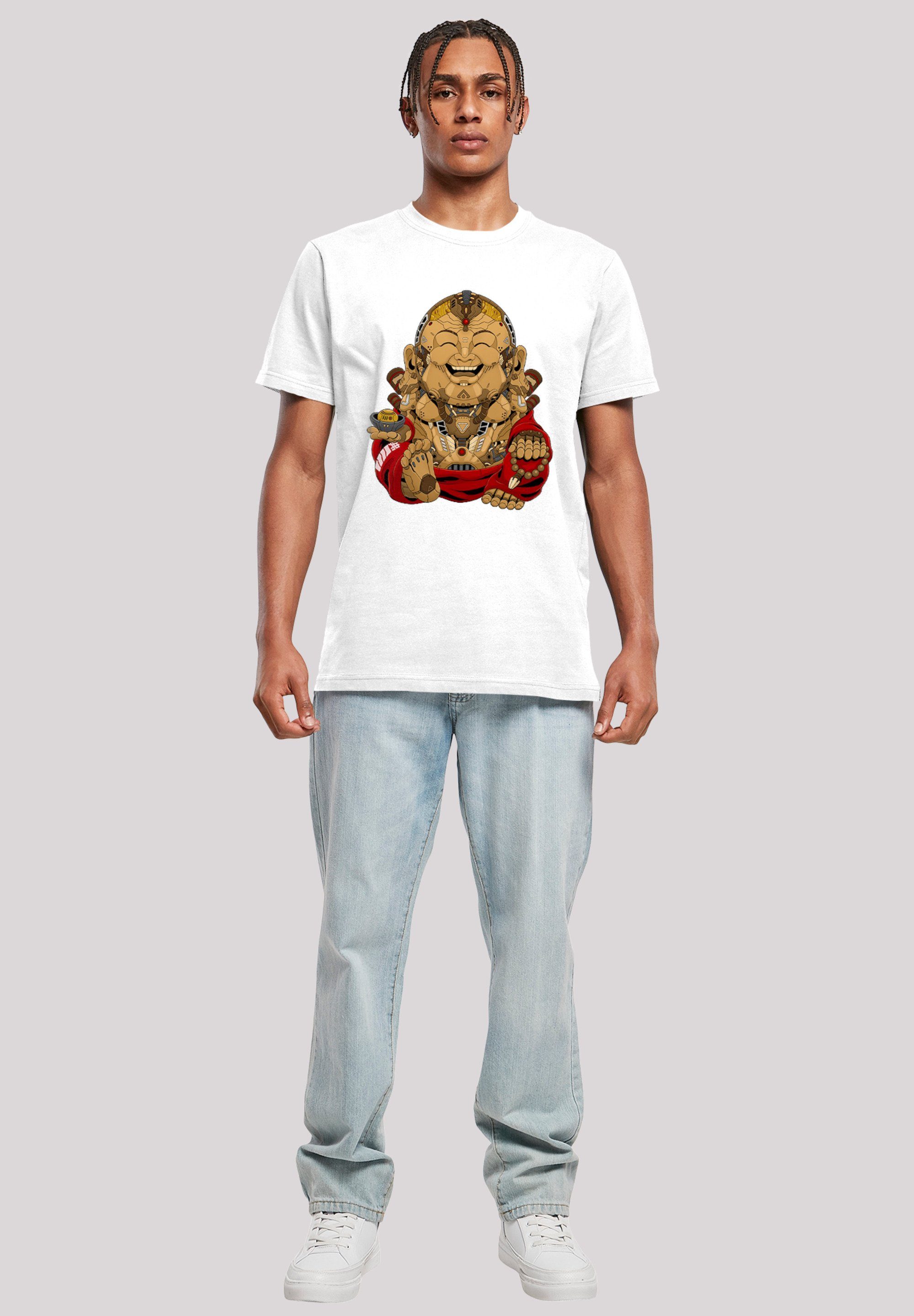 F4NT4STIC T-Shirt Cyber Print Happy Buddha weiß