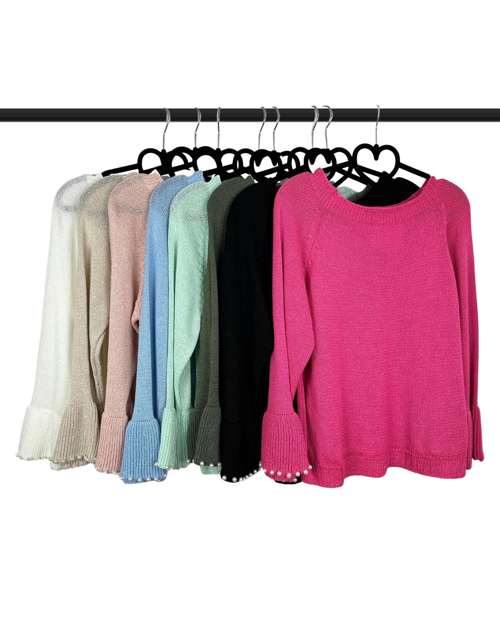 ITALY VIBES Strickpullover ORIETTA - Pullover mit Perlen - ONE SIZE passt hier Gr. XS-L