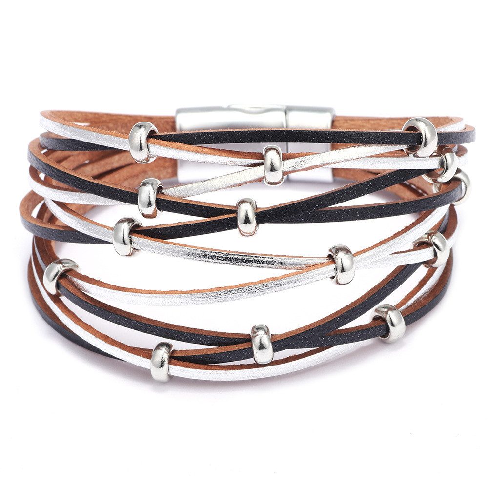 THE FASHION HOUSE Lederarmband Damen Lederarmband in Schwarz, Braun & Silbe günstig online kaufen