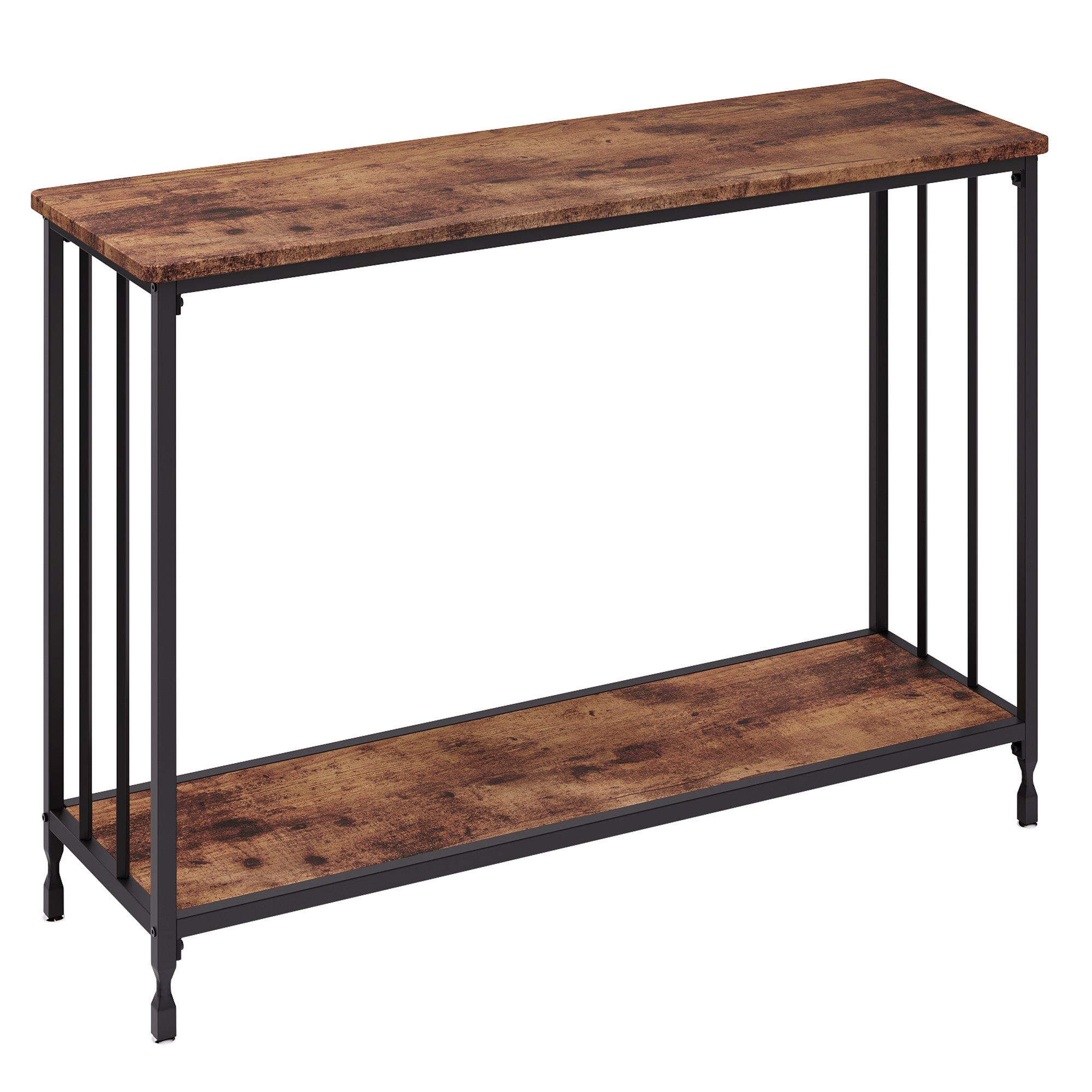 GarveeMore Konsolentisch,Beistelltisch mit 1 regal,Retro-Stil,105x30x81cm