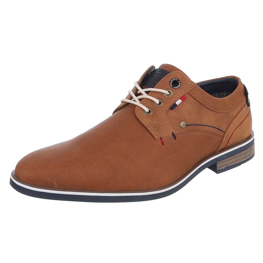 Coolwalk Herrenschuh Schnürer Casual aus Textil und Synthetik Schnürschuh (91917928) Blockabsatz Schnürer in Camel
