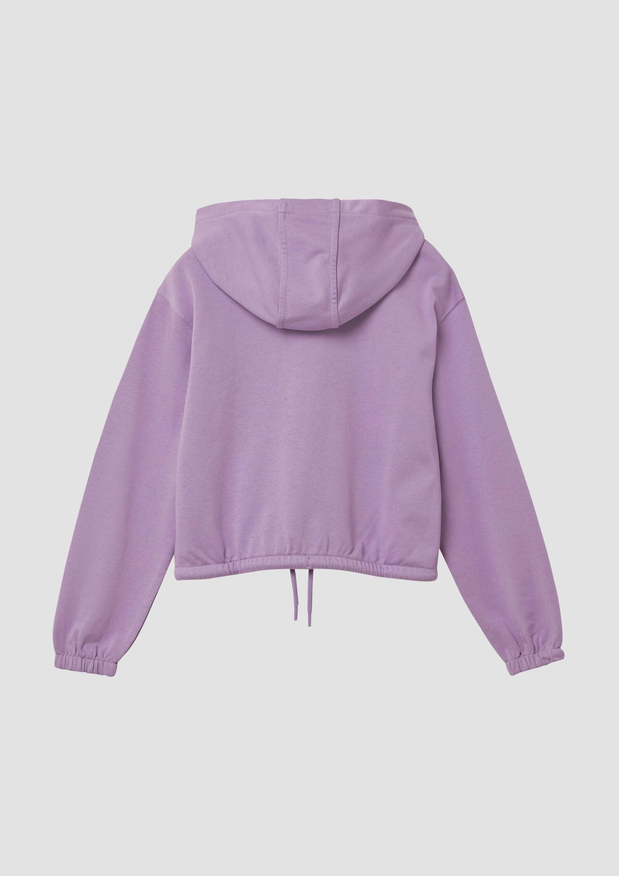 s.Oliver Sweatjacke Sweatshirt Jacke Verkürzte Sweatjacke mit Kapuze und überschnittenen Schultern