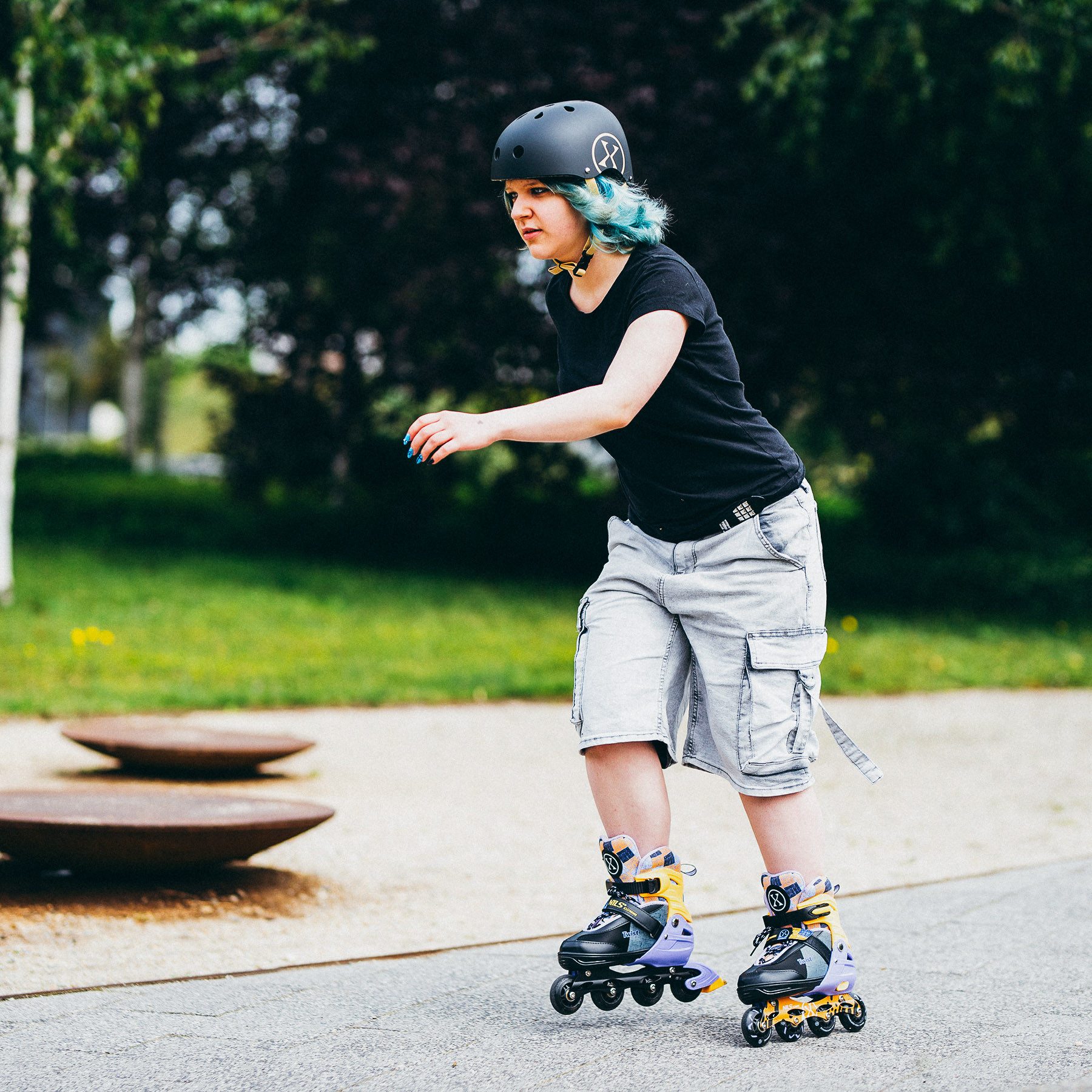 NILS EXTREME Inlineskates Kinderinliner Rollschuhe Schlittschuhe, (Spar-Set, 2-St., 31-34), verstellbare Größe, ABEC-7, 3-fach-Verschluss, PU-Rollen