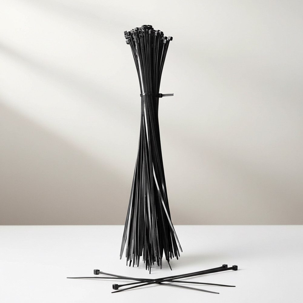 Mucola Kabelbinder Kabelbinder 100 Stück Länge 150 - 350 mm in Schwarz UV-beständig (Stück, Premium-Kabelbinder) verschiedene Größen, strapazierfähig