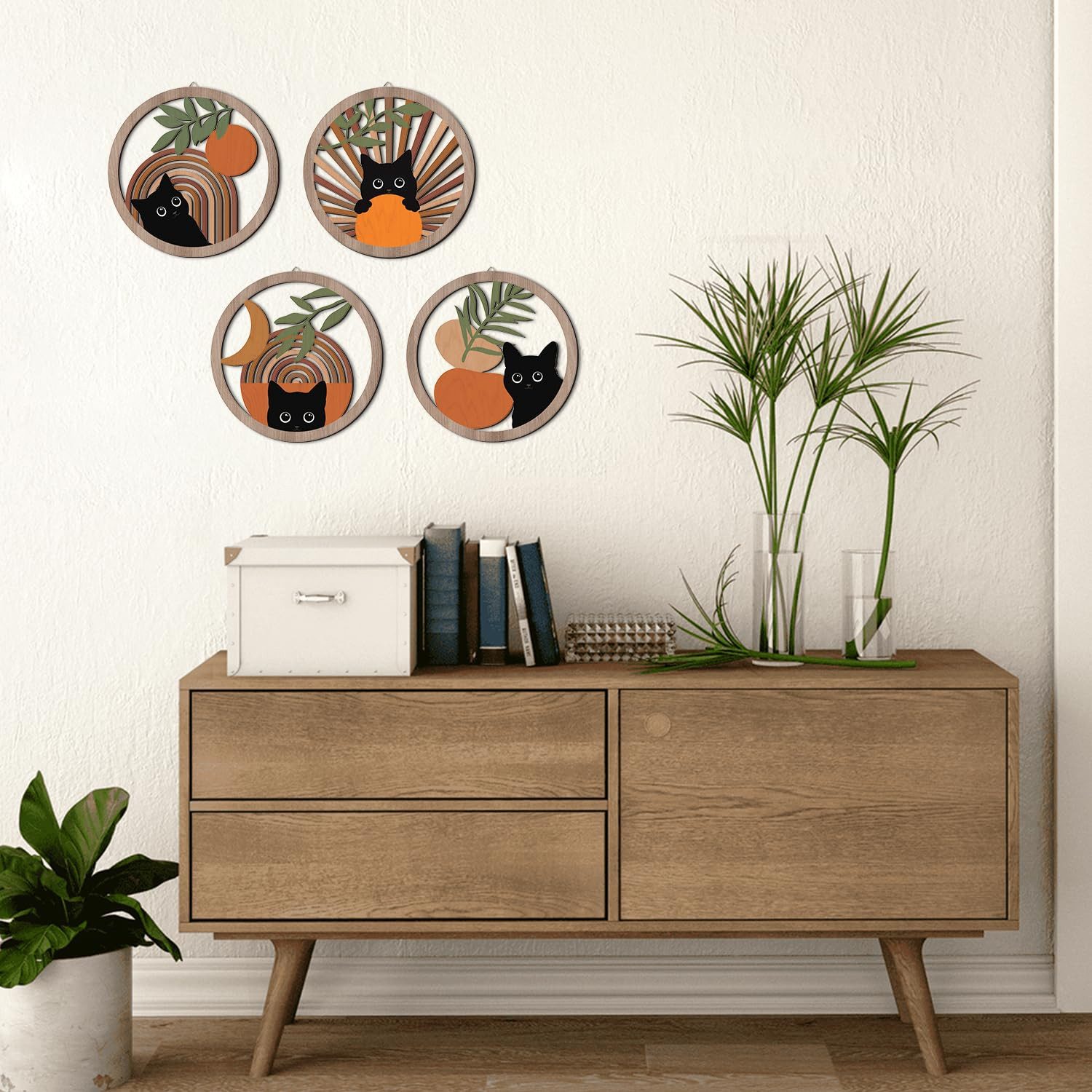 Coonoor Poster 4 Stück Boho Holz-Wandkunst günstig online kaufen