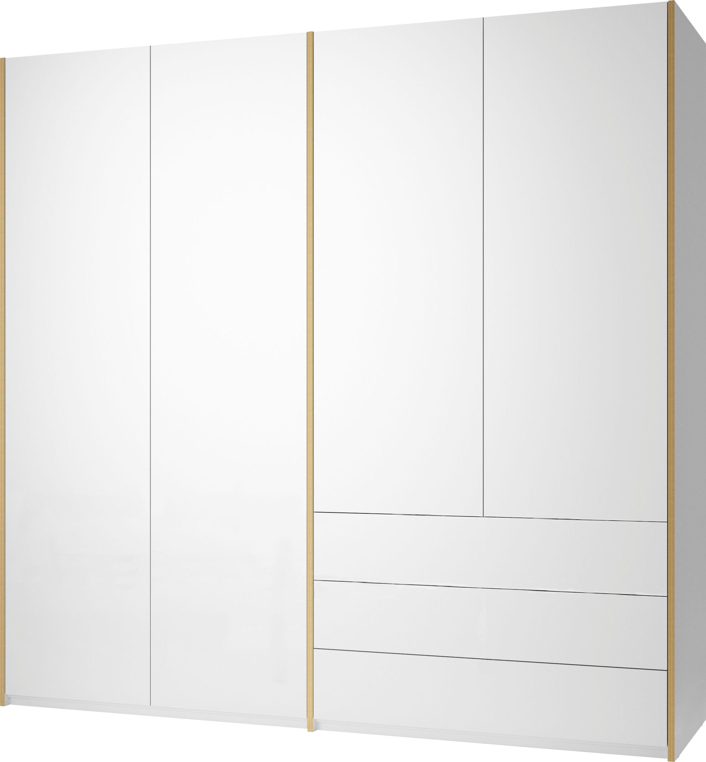 Müller SMALL LIVING Drehtürenschrank Modular Plus Variante 8 Inklusive 3 geräumigen Schubladen weiß/birke | weiß/birke | Drehtürenschränke