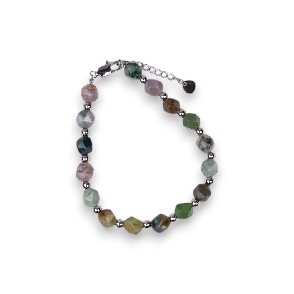 SHELAGO Perlenarmband mit Achat Perlen & Karabinerverschluss (inkl. Geschenkverpackung), leicht kantige Achat Steinperlen