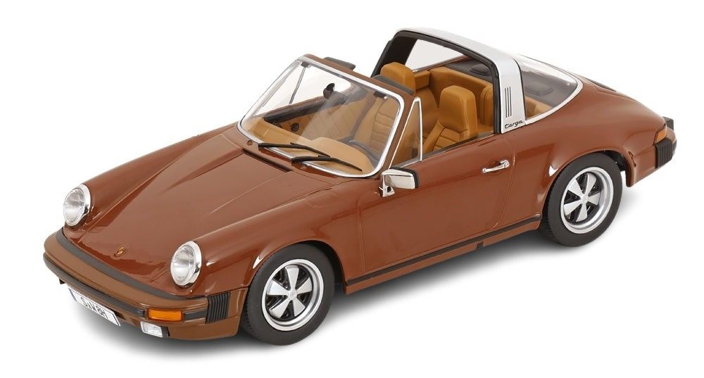KK Scale Modellauto Porsche 911 SC Targa 1975 braun Tatort Stuttgart, Maßstab 1:18