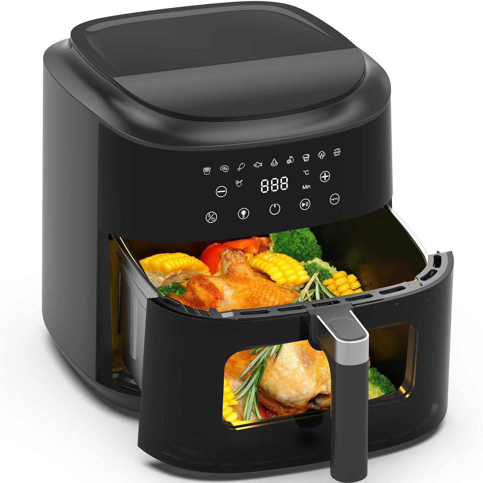 AIMAX Heißluftfritteuse XXL 9L Airfryer mit Touch-Display, 9 Programmen, einstellbarer Zeit und Temperatur, spülmaschinengeeignet, 2350 W, 40–200 °C,360° Heißluft-Technologie, Fettarm