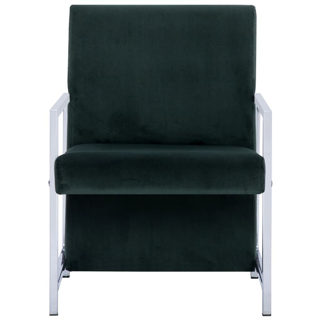 Füßen verchromten Sessel vidaXL Sessel Samt (1-St) Dunkelgrün mit