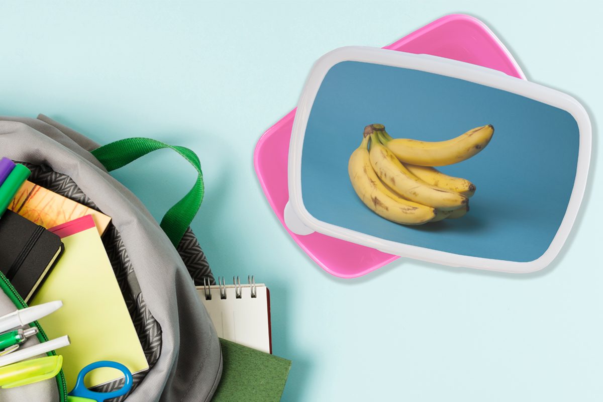 Erwachsene, Snackbox, Mädchen, rosa Kunststoff Kunststoff, - - Kinder, (2-tlg), für Lunchbox Obst Banane MuchoWow Brotdose Brotbox Blau,