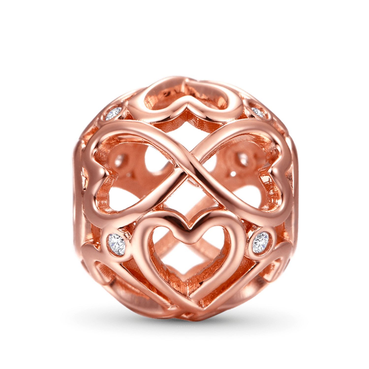 Bead Gnoce Charm Unendliche Herzen ELC001 Silber rosévergoldet