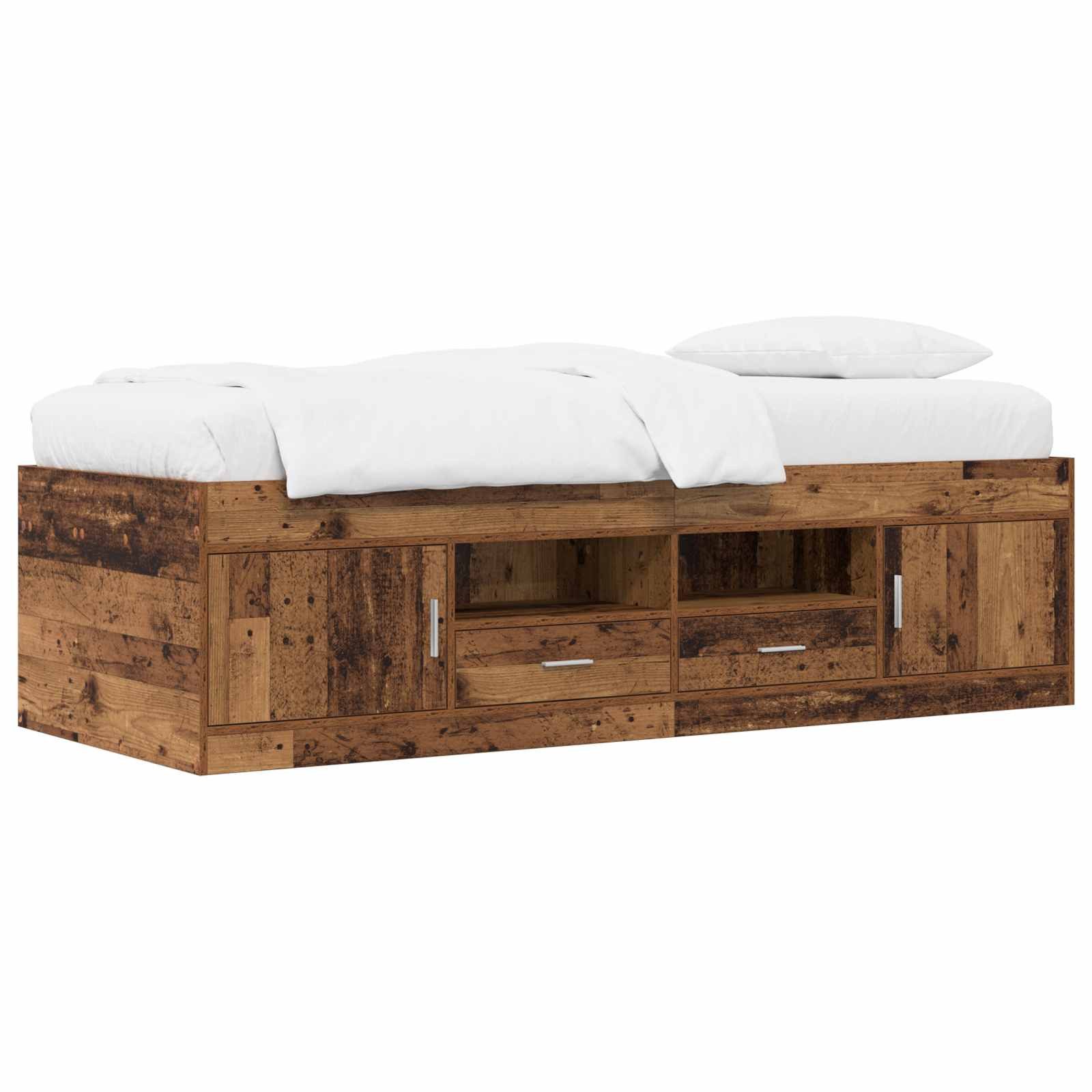 vidaXL Bett Bettgestell mit Stauraum Altholz 80 x 200 cm Holzwerkstoff (1-tlg)