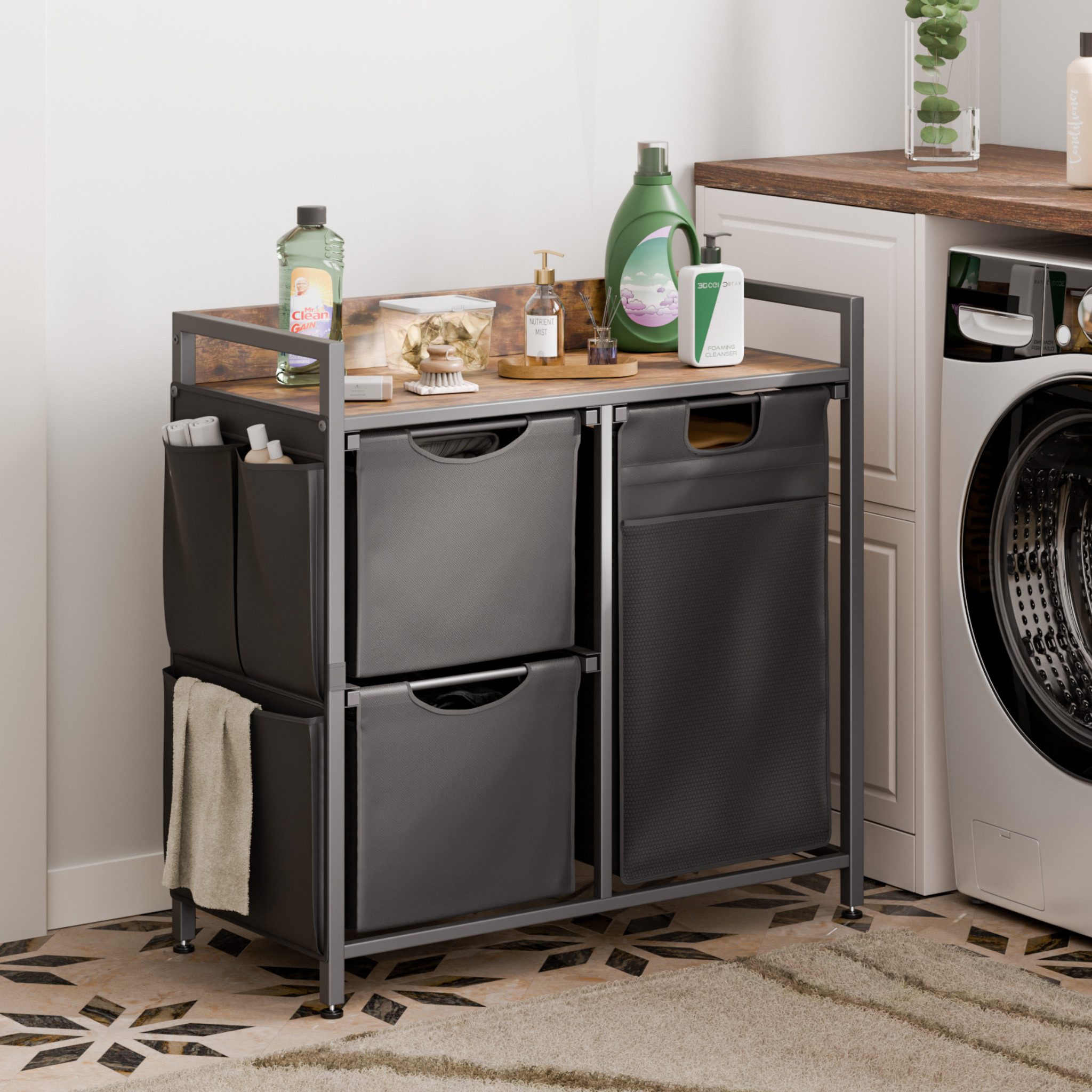 Mondeer Wäschekorb Metallgestell Wäschesammler (3 St., 100L), mit 3 abgetre günstig online kaufen