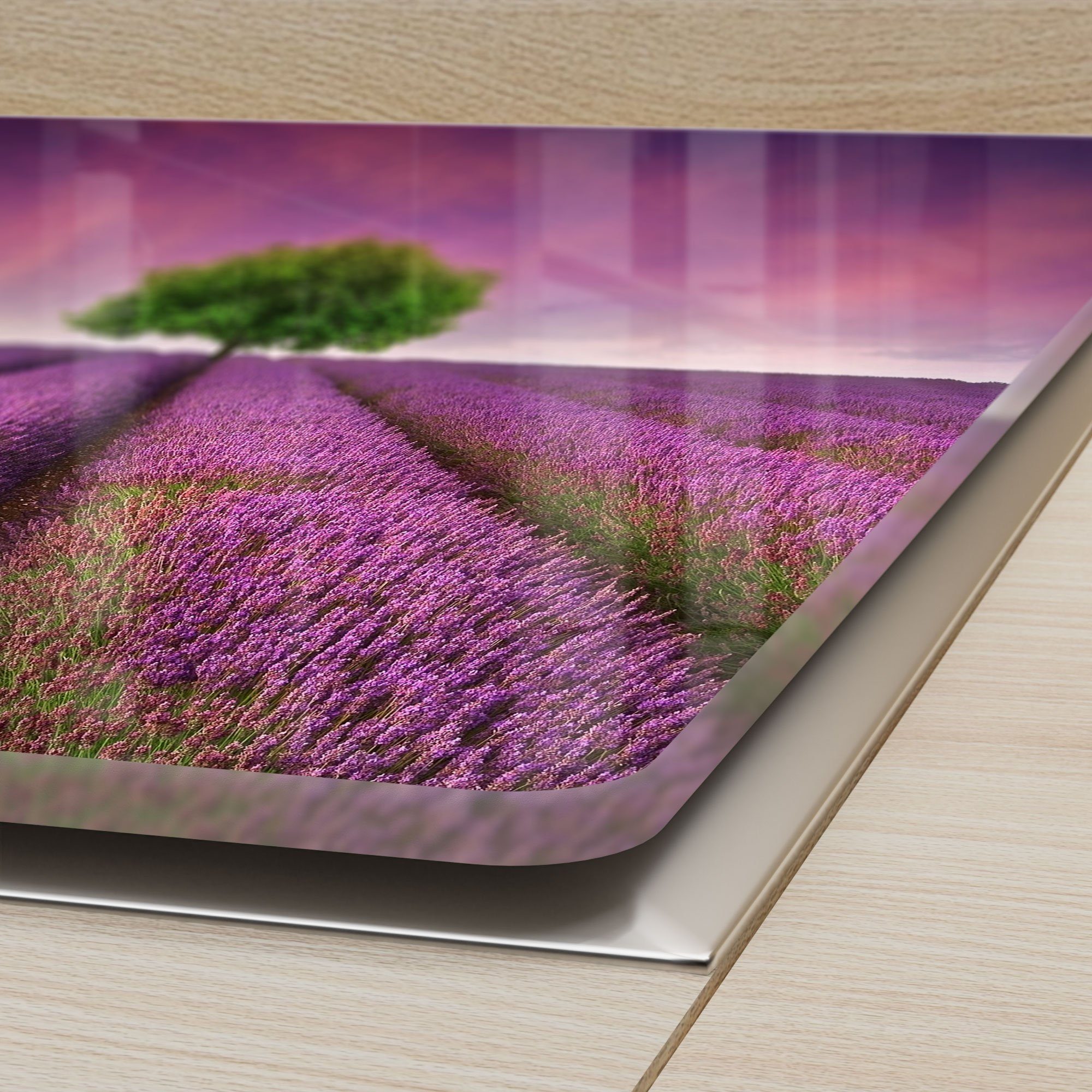 Glas Lavendelreihen', tlg), Glas, Herd in Herdblende-/Abdeckplatte 'Baum Ceranfeld (1 DEQORI Herdabdeckplatte