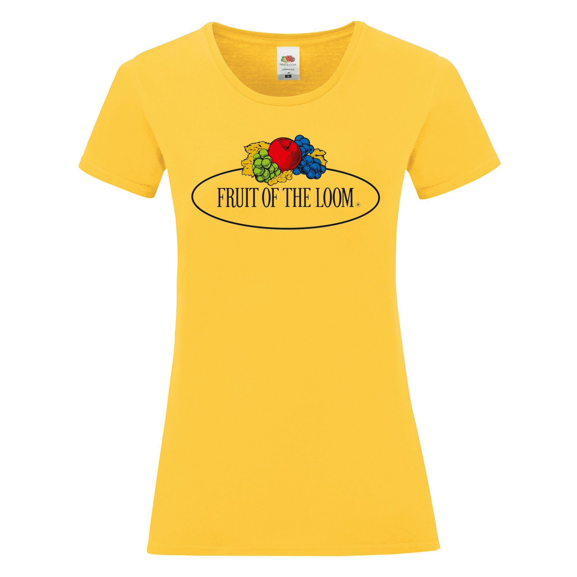 T-Shirt 150 of Ladies Fruit groß - the Loom Iconic Rundhalsshirt Vintage-Logo sonnenblumengelb