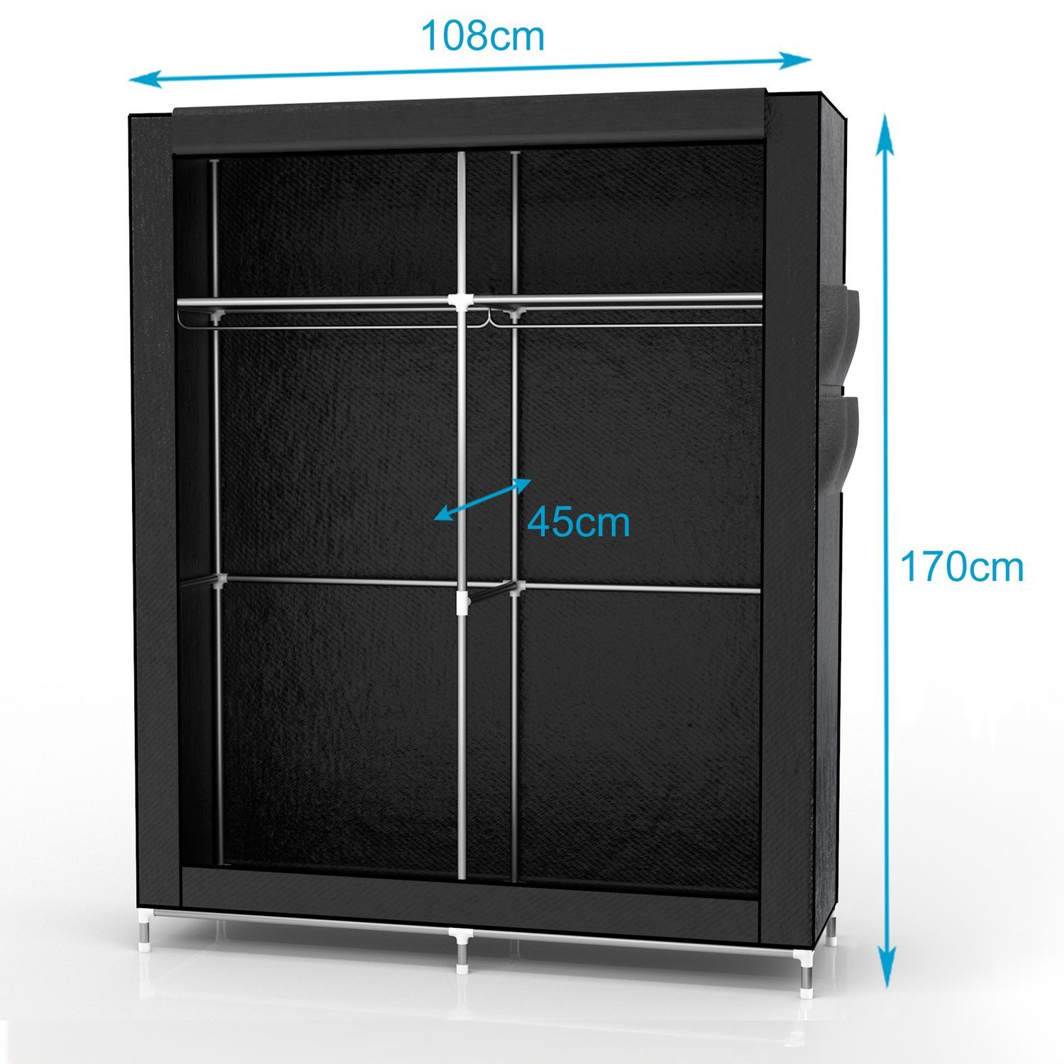 Intirilife Kleiderschrank (Faltschrank 108x170x45 cm in RABEN SCHWARZ, 1-St günstig online kaufen