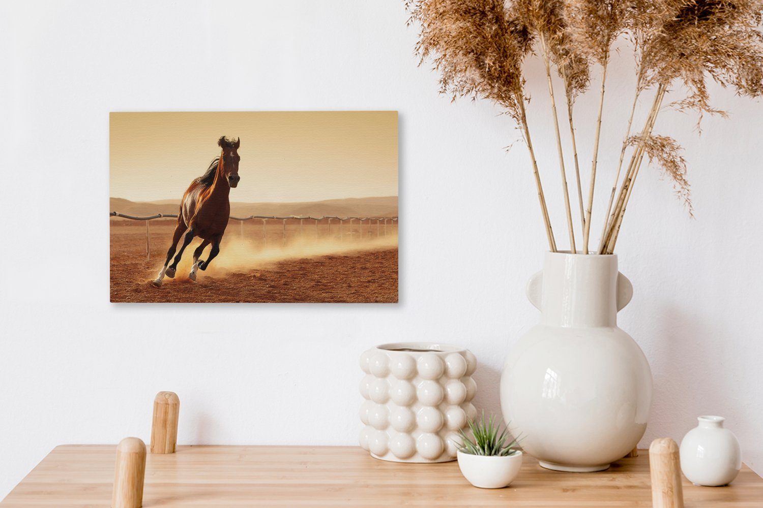 OneMillionCanvasses® Leinwandbild Araber St), Wandbild Aufhängefertig, 30x20 Leinwandbilder, - cm Pferd (1 Wanddeko, Galopp, 