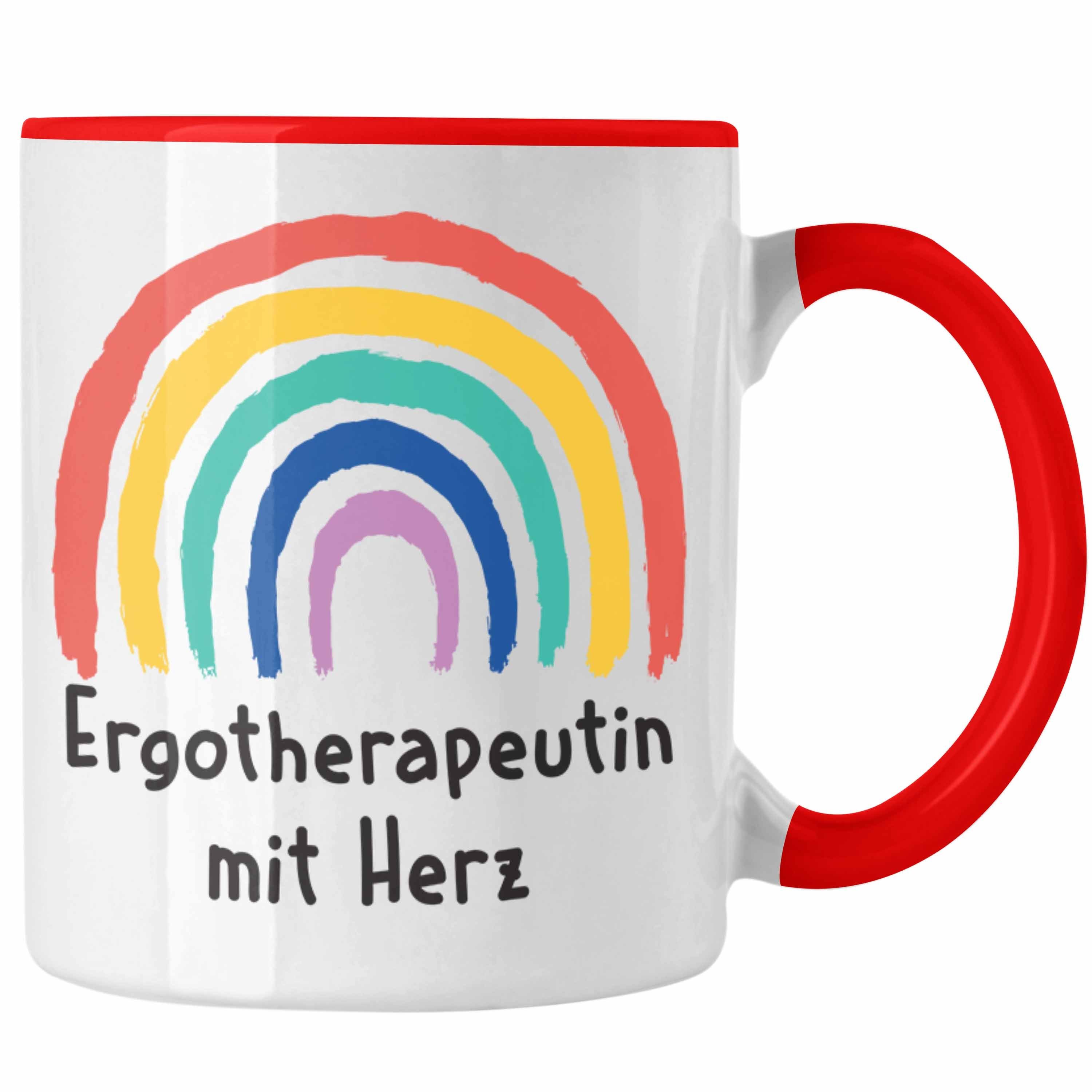 Trendation Tasse Trendation - Ergotherapeutin mit Herz Tasse Geschenk mit Spruch Kaffeetasse Zubehör Dankeschön Rot
