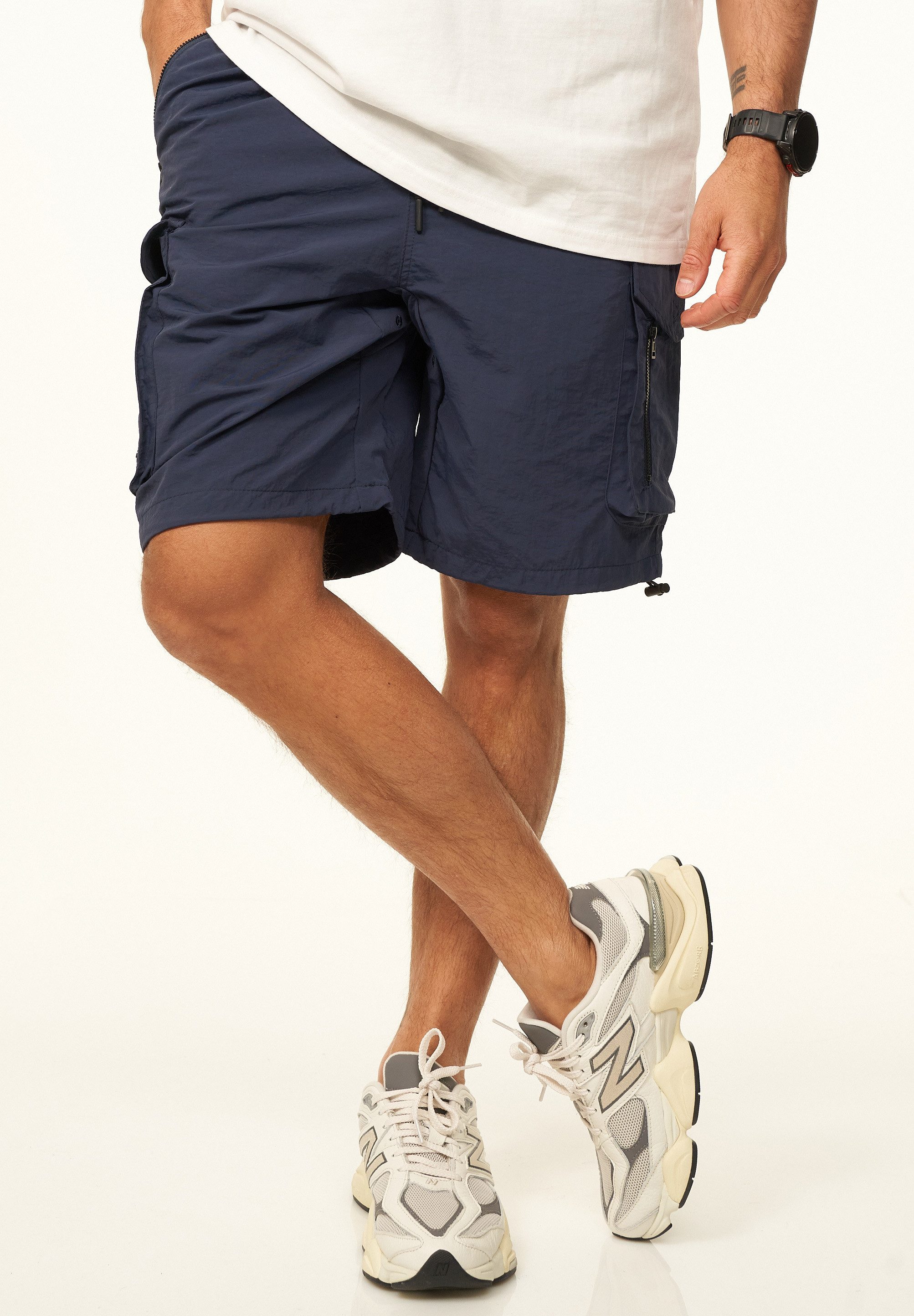 SOULSTAR Cargoshorts im Tech Utility-Style für Herren aus leichtem Nylon Regular-Fit Kurze Hose mit Gummibund & Tunnelzug - Sommer-Shorts Bermuda