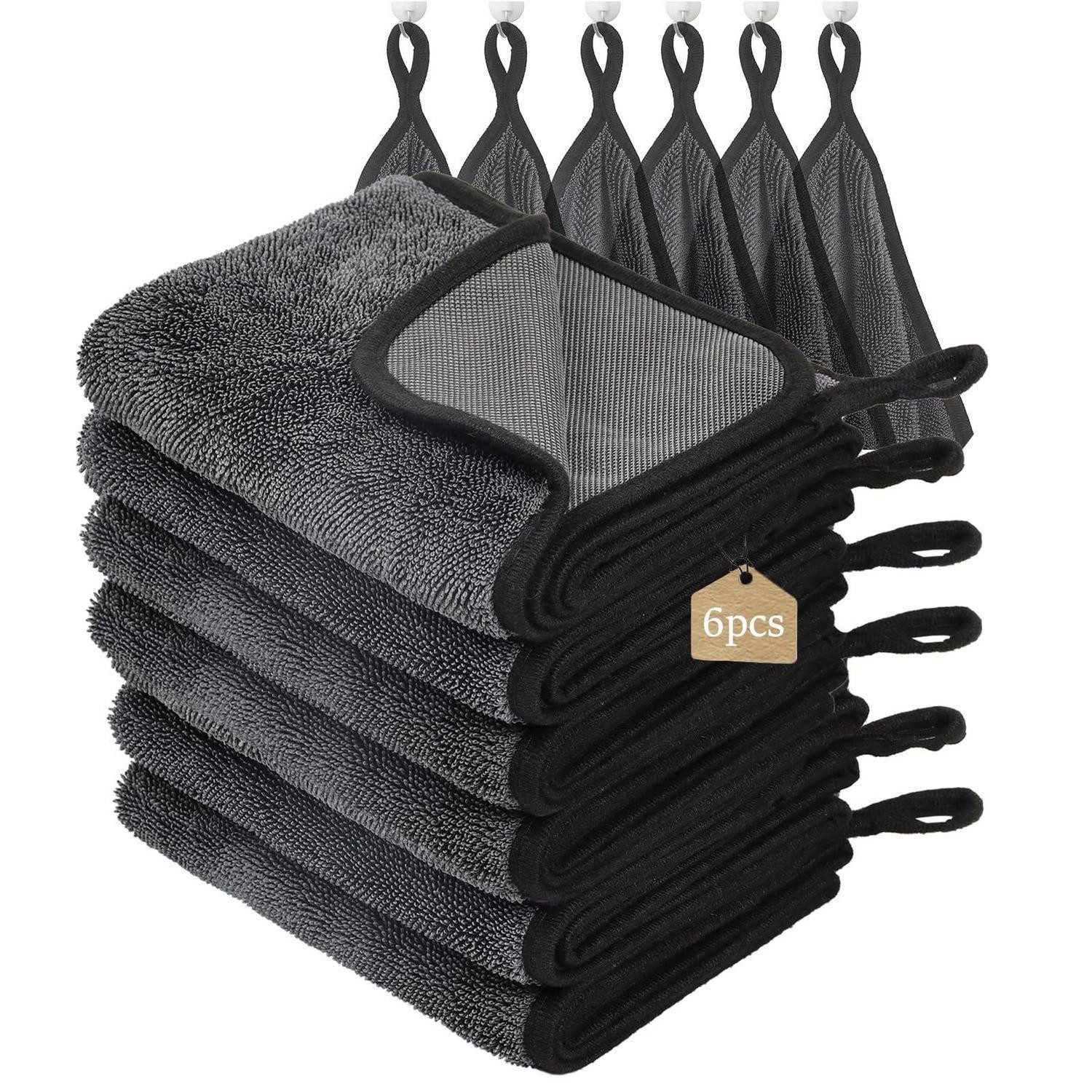 Trockentuch Mikrofasertuch Auto Dusche Handtuch Grau-6 Stück 40x60cm Mikrofasertuch