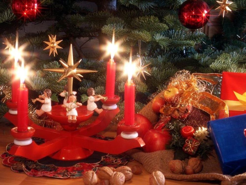 Richard Glaesser Kerzenständer Adventsleuchter rot, Höhe 24 cm / Breite 28 günstig online kaufen