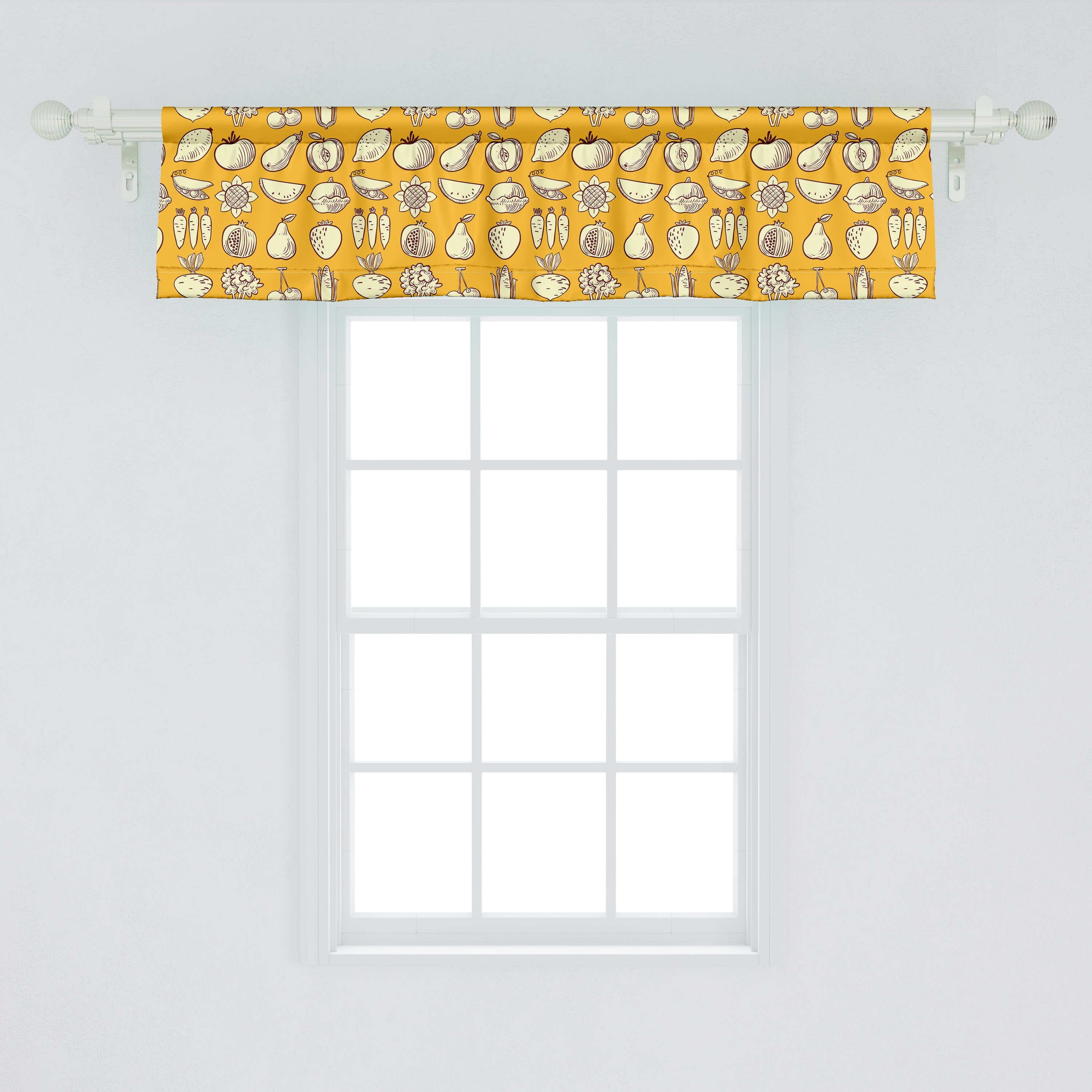 Scheibengardine Vorhang Volant für Muster Essen Küche Obst Microfaser, Gemüse und mit Dekor Stangentasche, Abakuhaus, Schlafzimmer