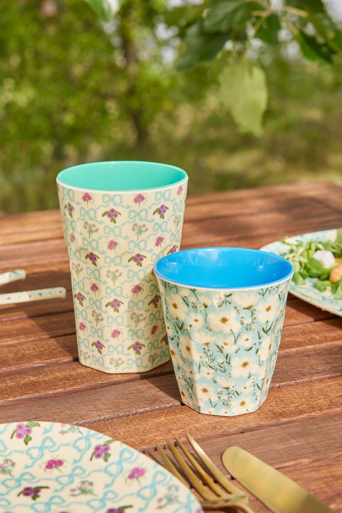 rice Becher Rice Melamin Becher Medium mit Sommer Blumen Print, 1-tlg., Melamin