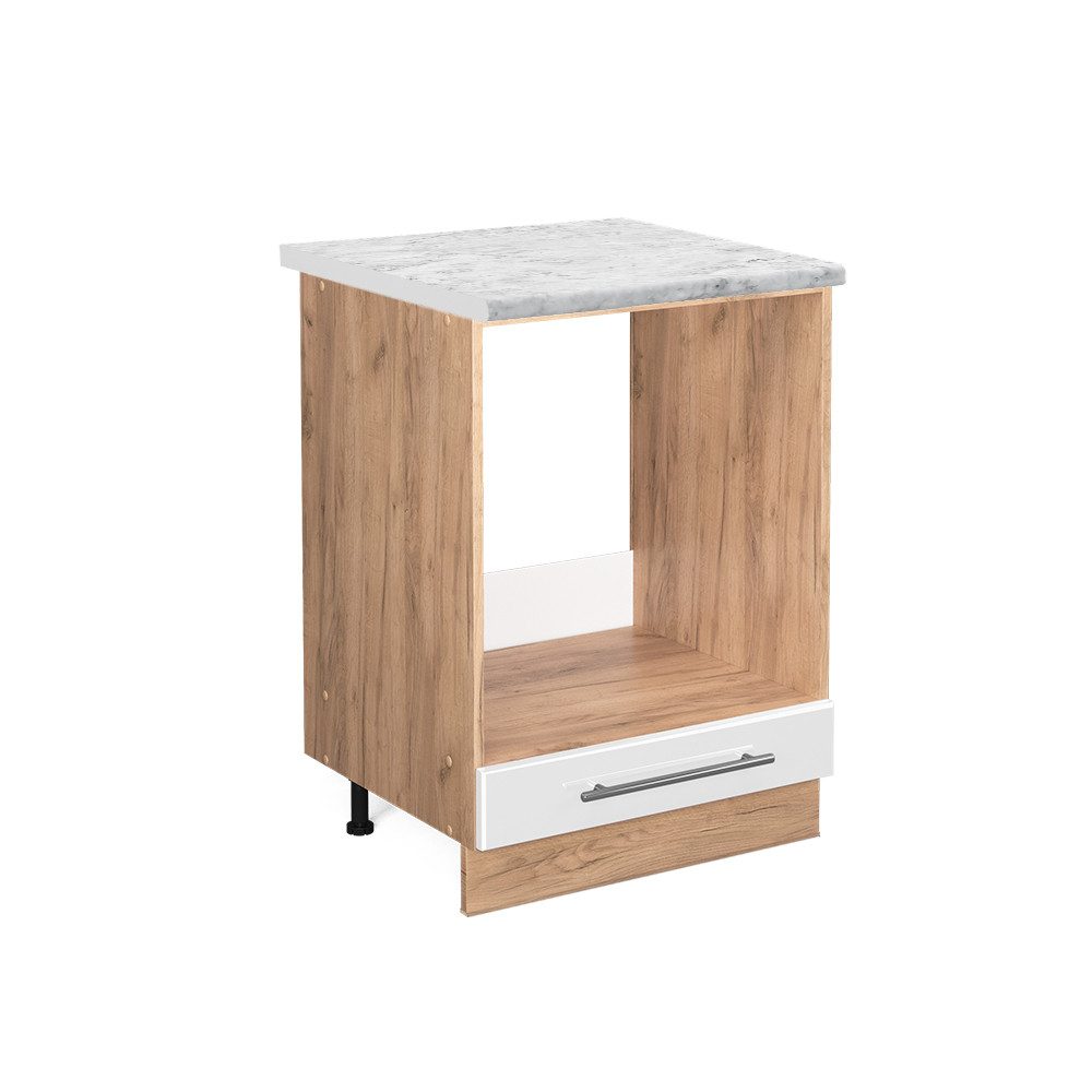 Vicco Herdumbauschrank Fame-Line Weiß Hochglanz/Goldkraft Eiche 60 cm AP Ma günstig online kaufen